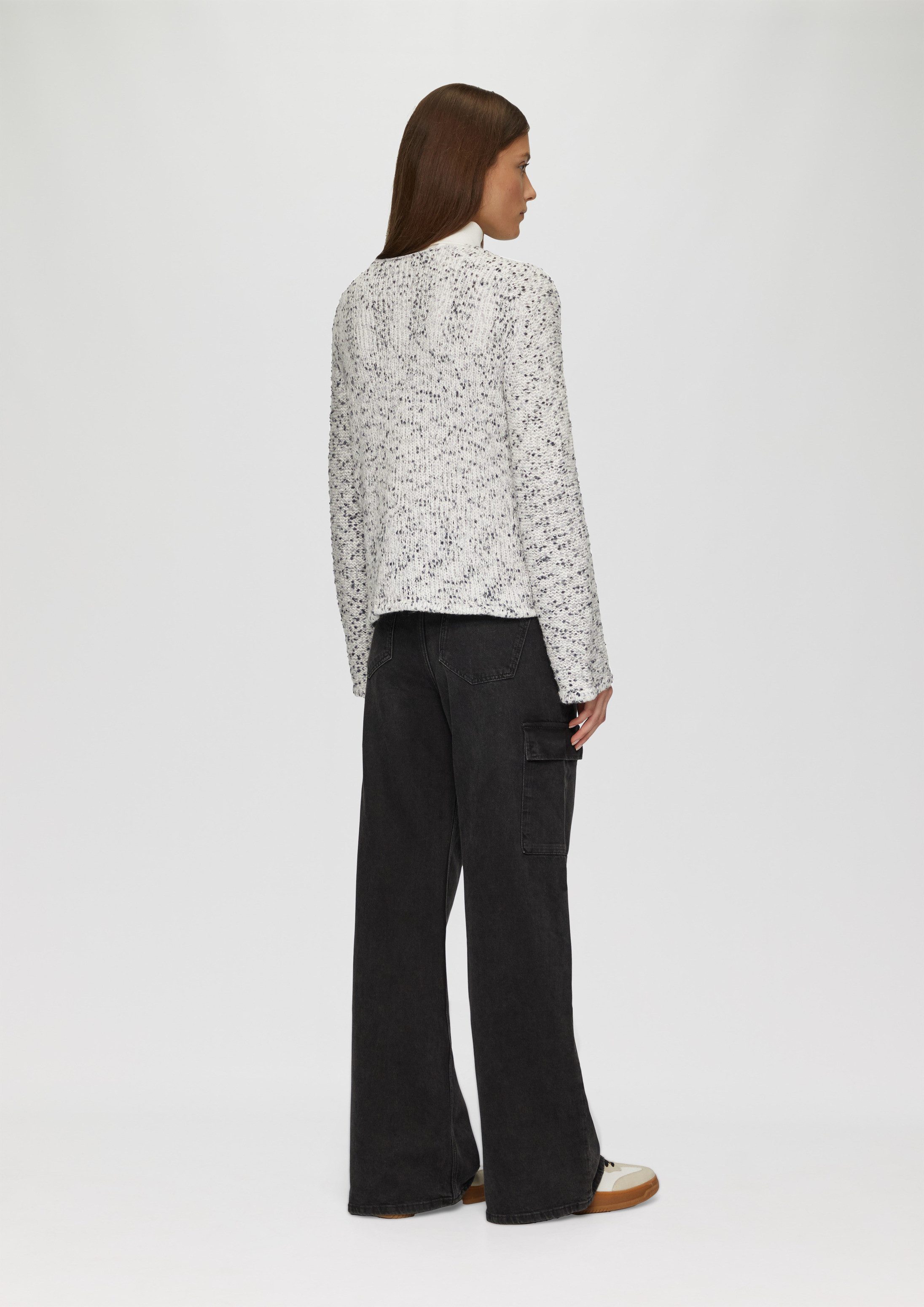 s.Oliver Longpullover Strickpullover Melierter Strickpullover mit weiten Ärmeln