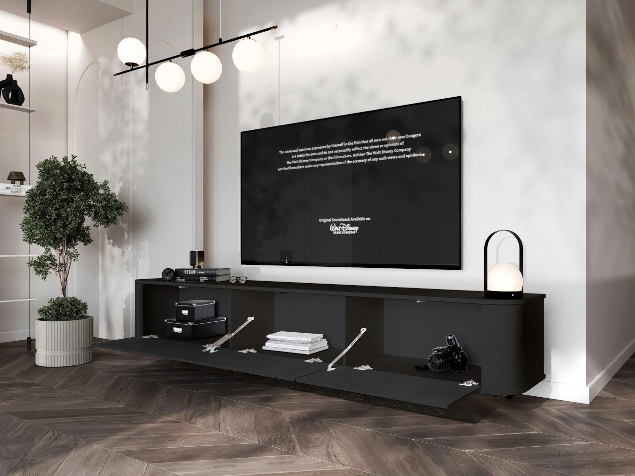 MOEBLINE Lowboard Hängender TV Lowboard AZILLO 215 schwarz – Bild 2 von 3