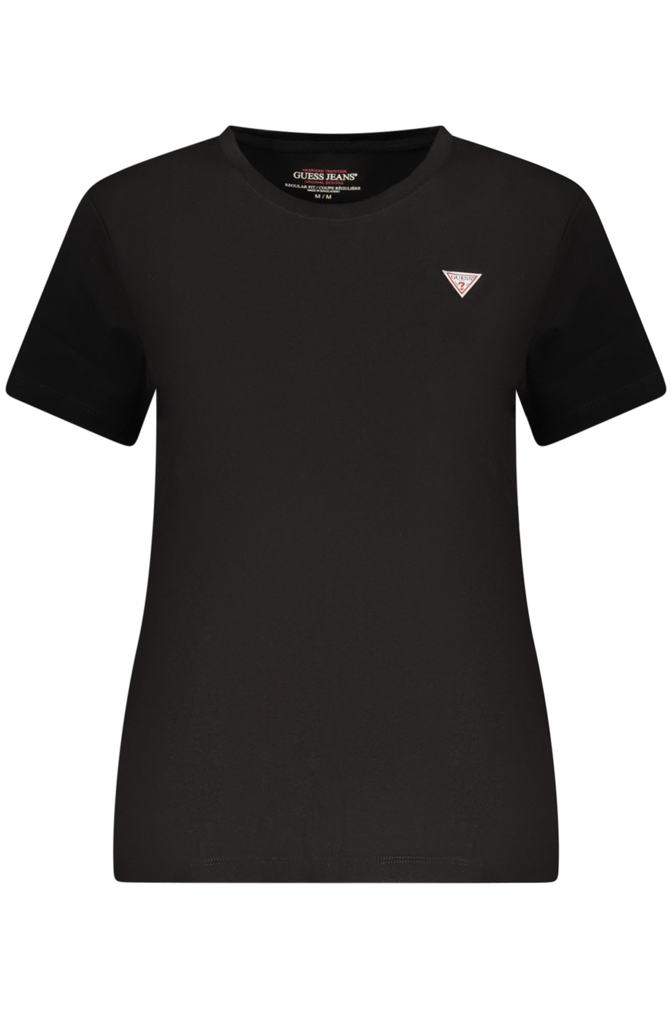 GUESS JEANS T-Shirt Damen T-Shirt Schwarz Kurzarm aus Bio-Baumwolle mit