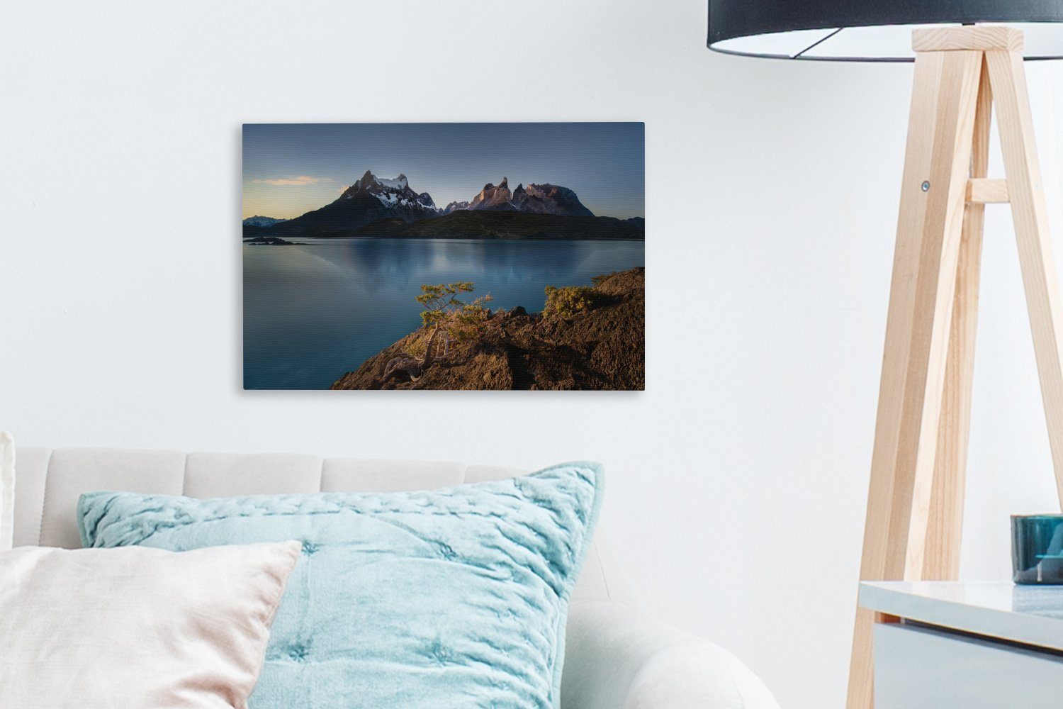 OneMillionCanvasses® Leinwandbild See Berg - Wandbild cm 30x20 Wanddeko, Aufhängefertig, Patagonien, (1 Leinwandbilder, St), 