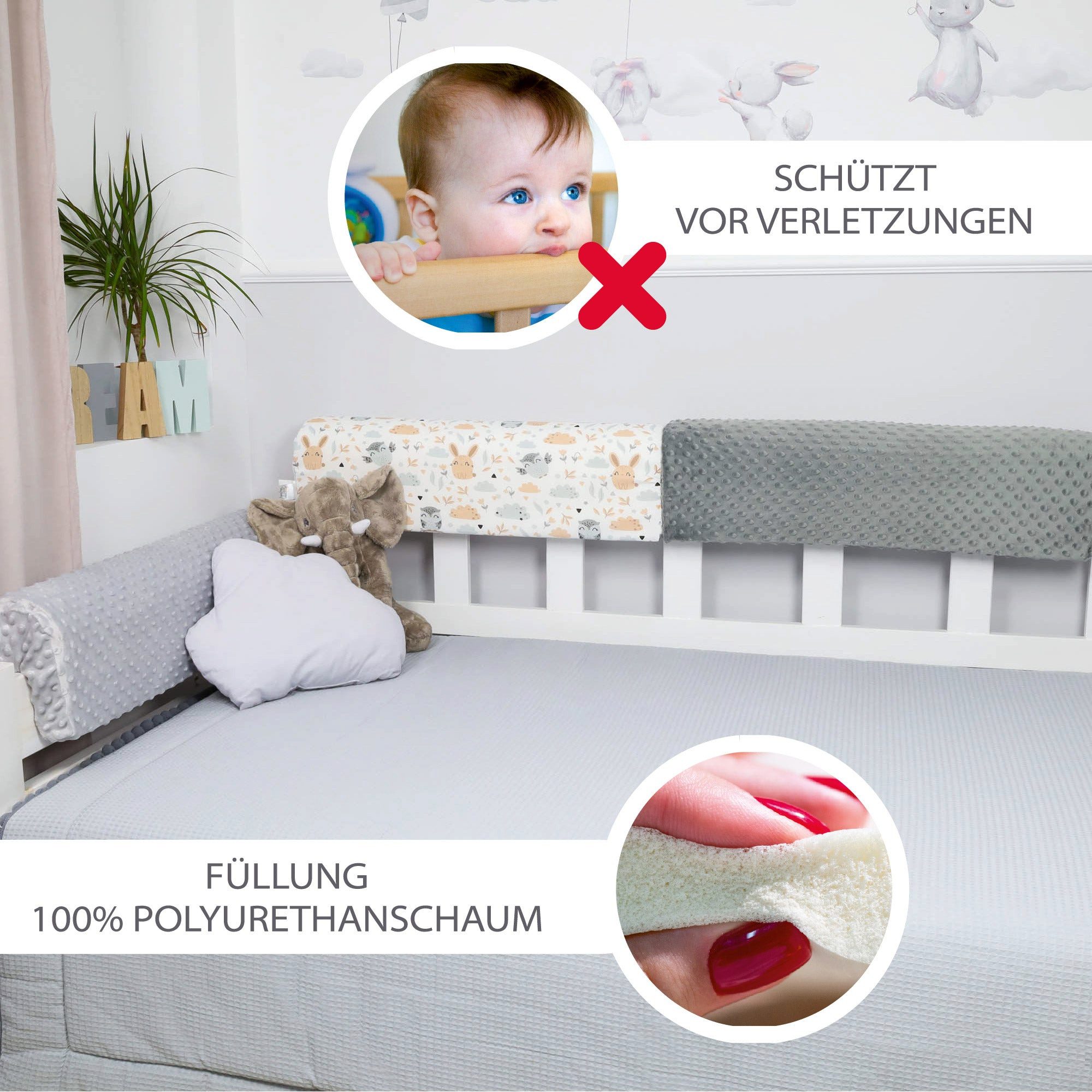 Totsy Baby Bettschutzgitter Bettkantenschutz für Kinderbetten 70 cm - Schutz für Bettrahmen – Bild 4 von 5