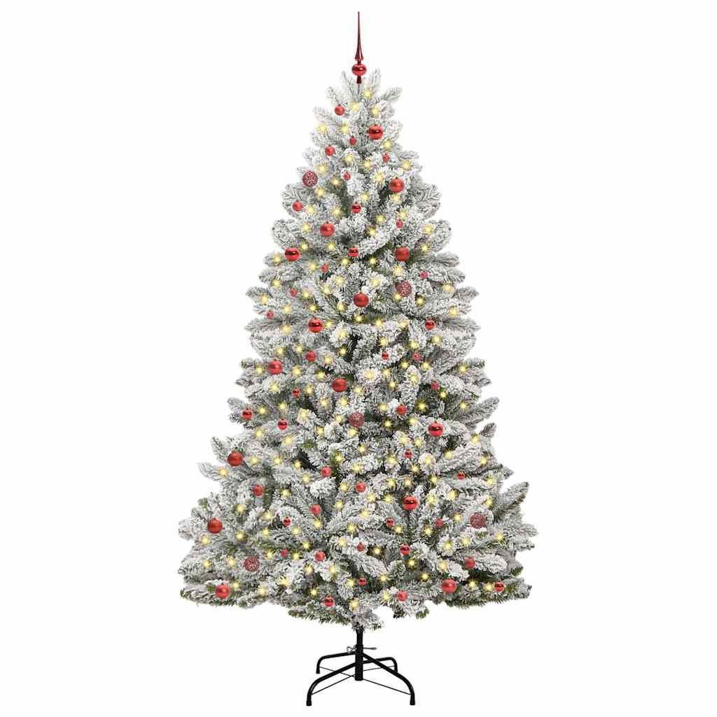 furnicato Künstlicher Weihnachtsbaum Grün und Weiß 270 cm PVC und Metall