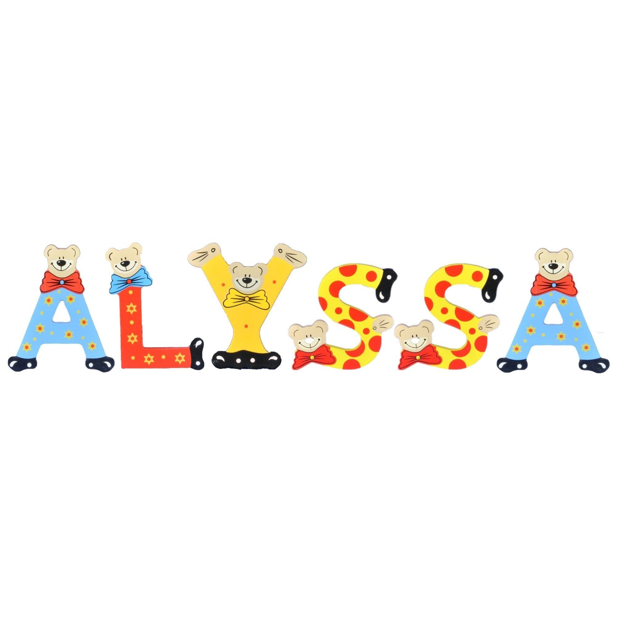 Playshoes Deko-Buchstaben (Set, 6 St), Kinder Holz-Buchstaben Namen-Set, ALYSSA - sortiert