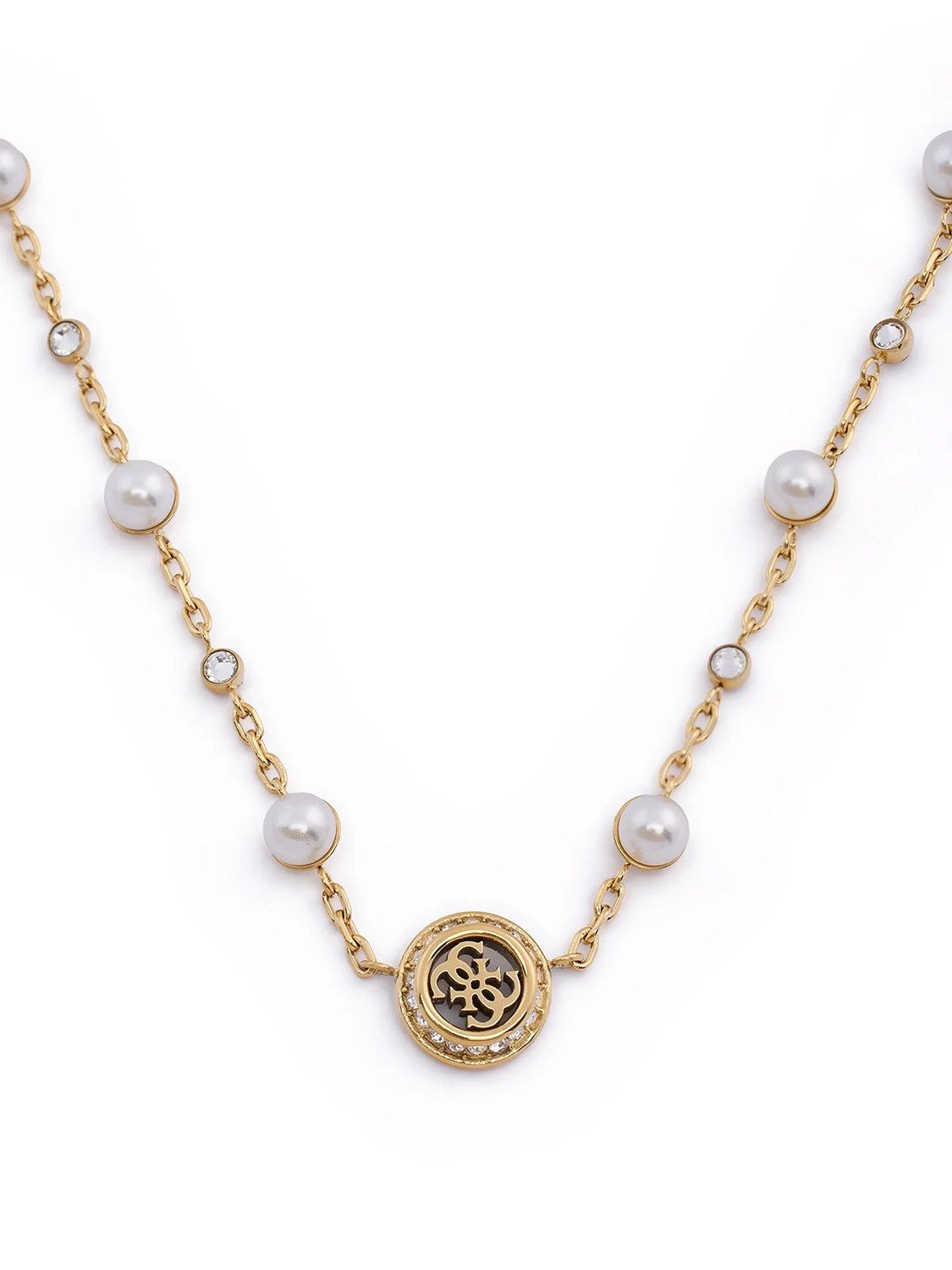 Guess Kette mit Anhänger JUBN05515JWYGT/U, für Damen Multi Pearls 4G Goldfarben