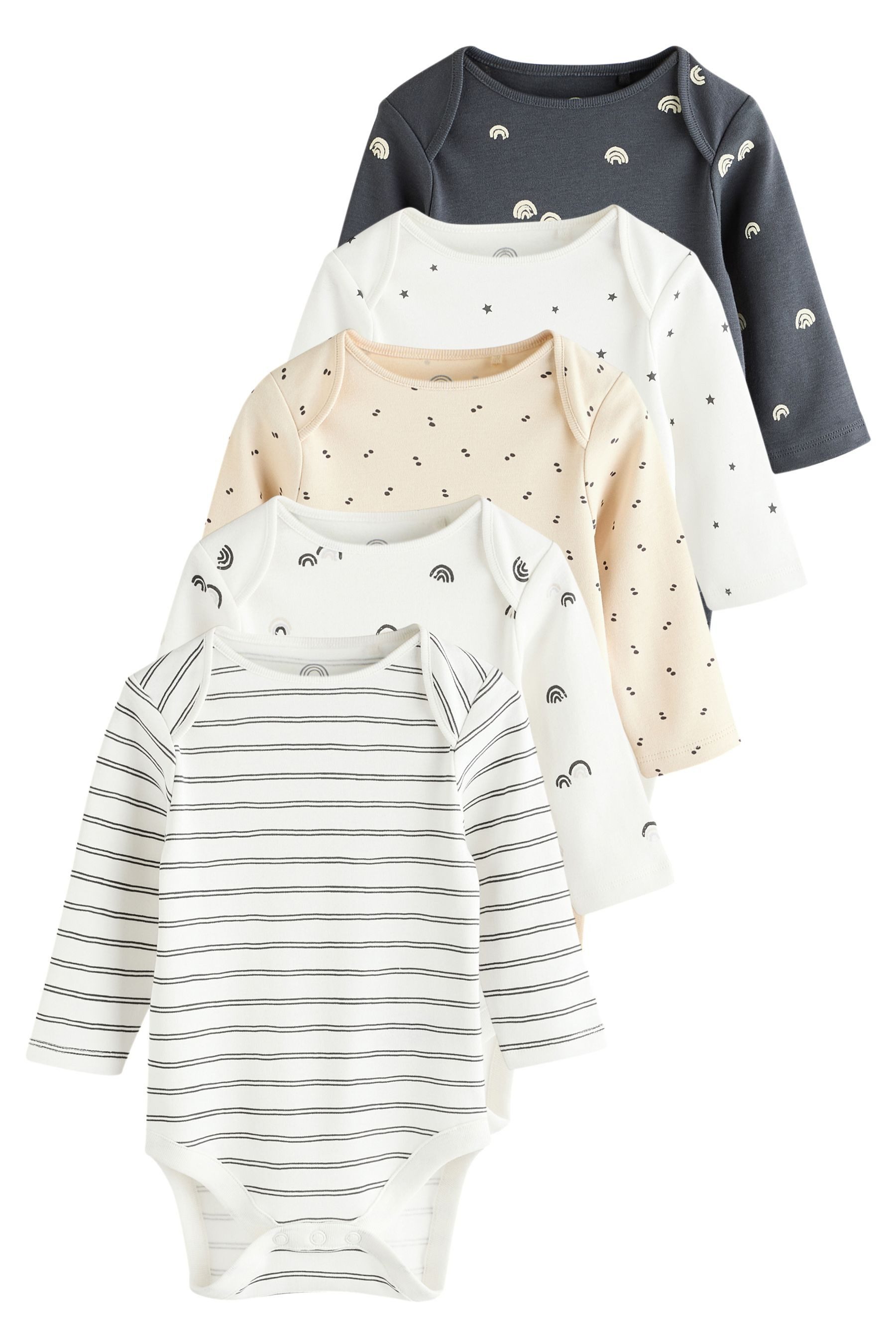 Langarmbody Langärmelige Babybodys 100 % Baumwolle, 5 Stk.
