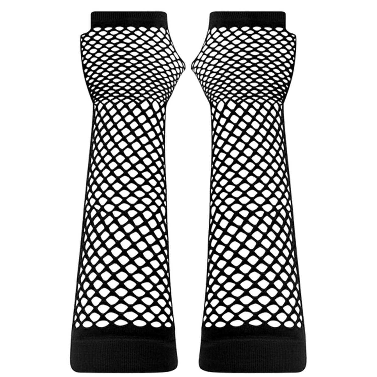 LuxusKollektion Abendhandschuhe Handschuhe Damen lang Netz fingerlos 2 Paar schwarz (2-St)