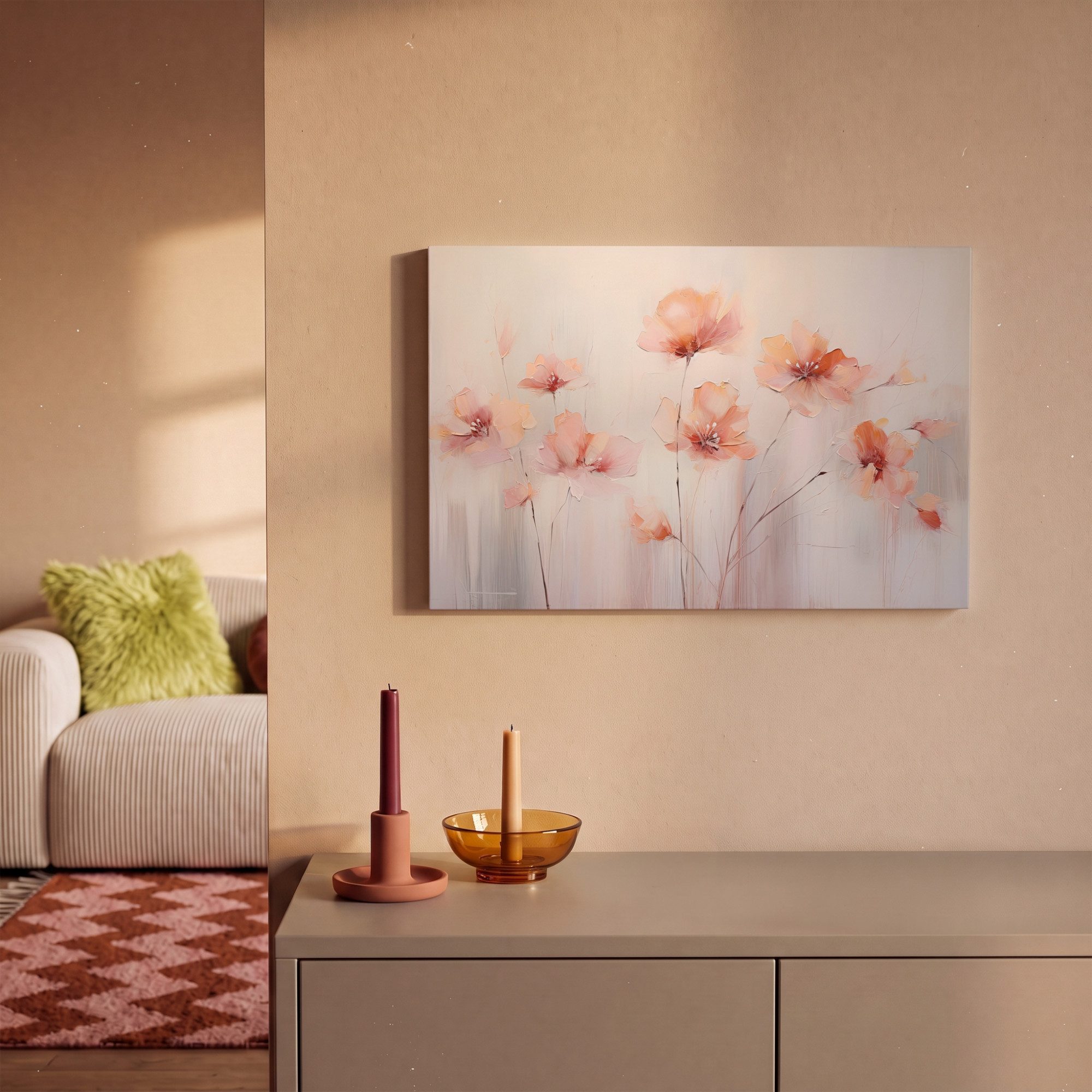 OneMillionCanvasses® Leinwandbild Mohn - Blumen - Kunst - Abstrakt - Aquarell, Fotodruck (1 St), Leinwand Bilder Klein, Wand Dekoration Aesthetic 30x20 cm – Bild 2 von 5