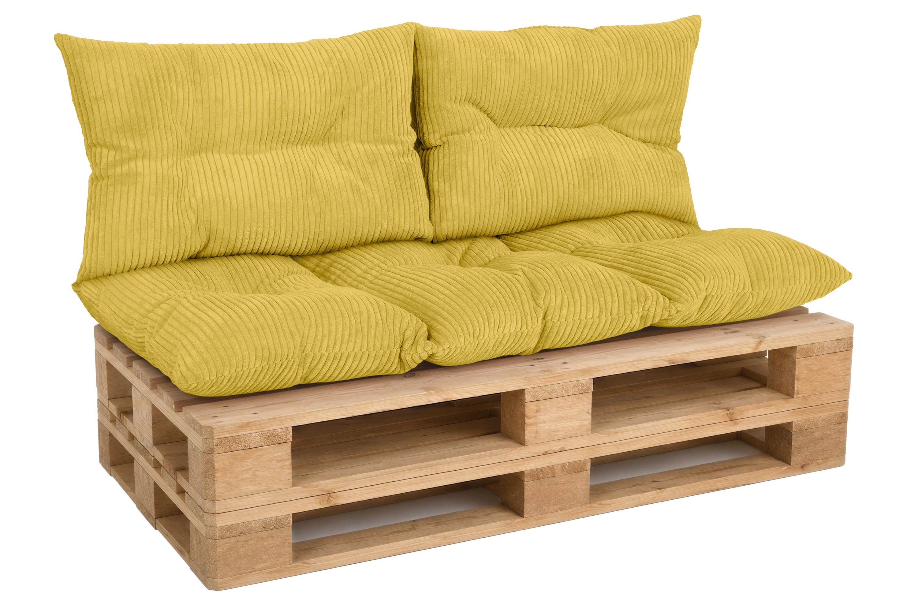 Amilian Palettenkissen Set 3-teilig Palettenauflagen für Europaletten, Balkon, Terrasse, Sitzkissen 120x60 cm + 2x Kissen 40x60 cm