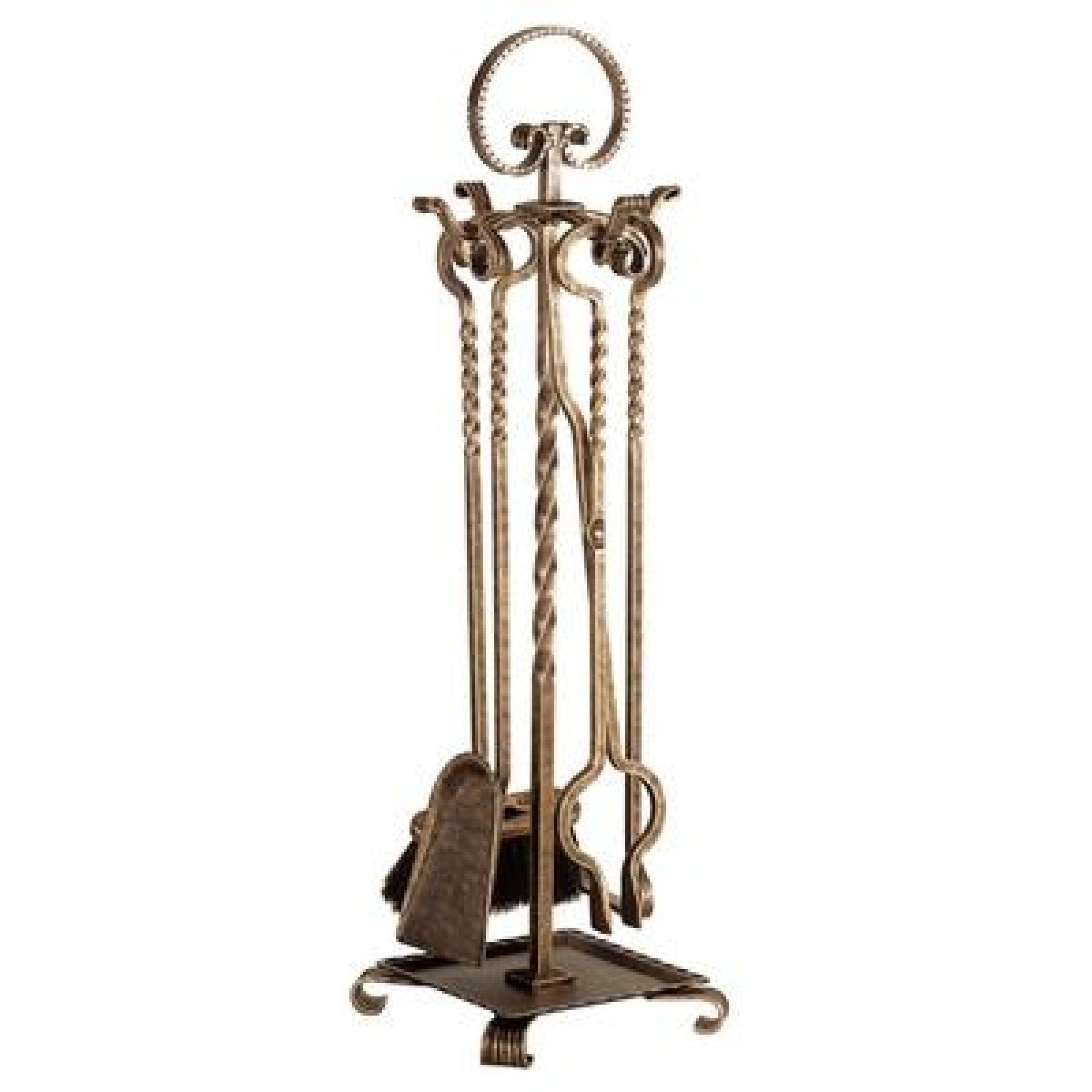 Heibi Metall Kaminholzregal Heibi handgeschmiedetes Kaminbesteck aus Stahl 5-teilig terra bronze