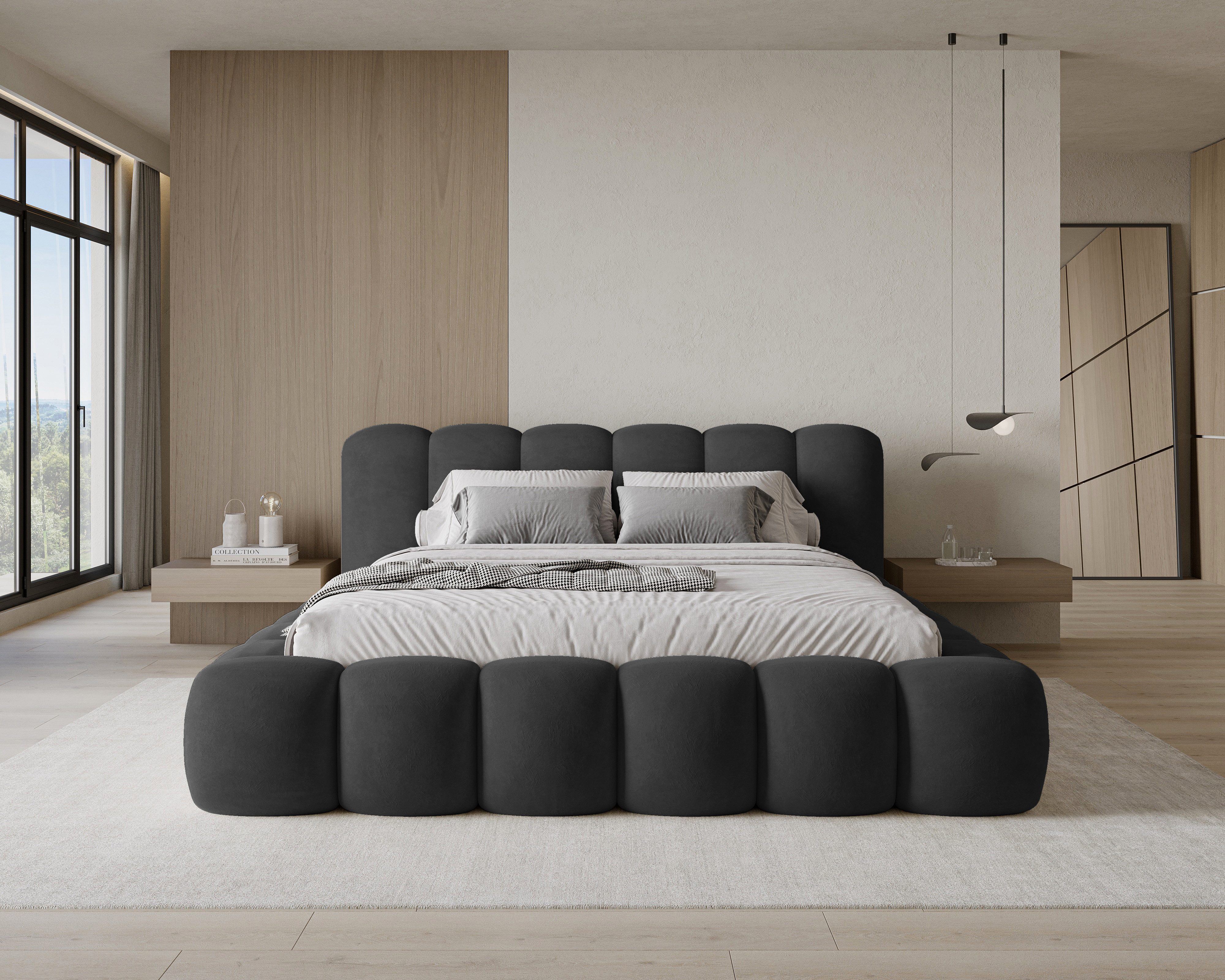 Chilly Möbel Polsterbett Stone Samt Stoff 200x200 cm mit Stauraum Velluto 2 günstig online kaufen