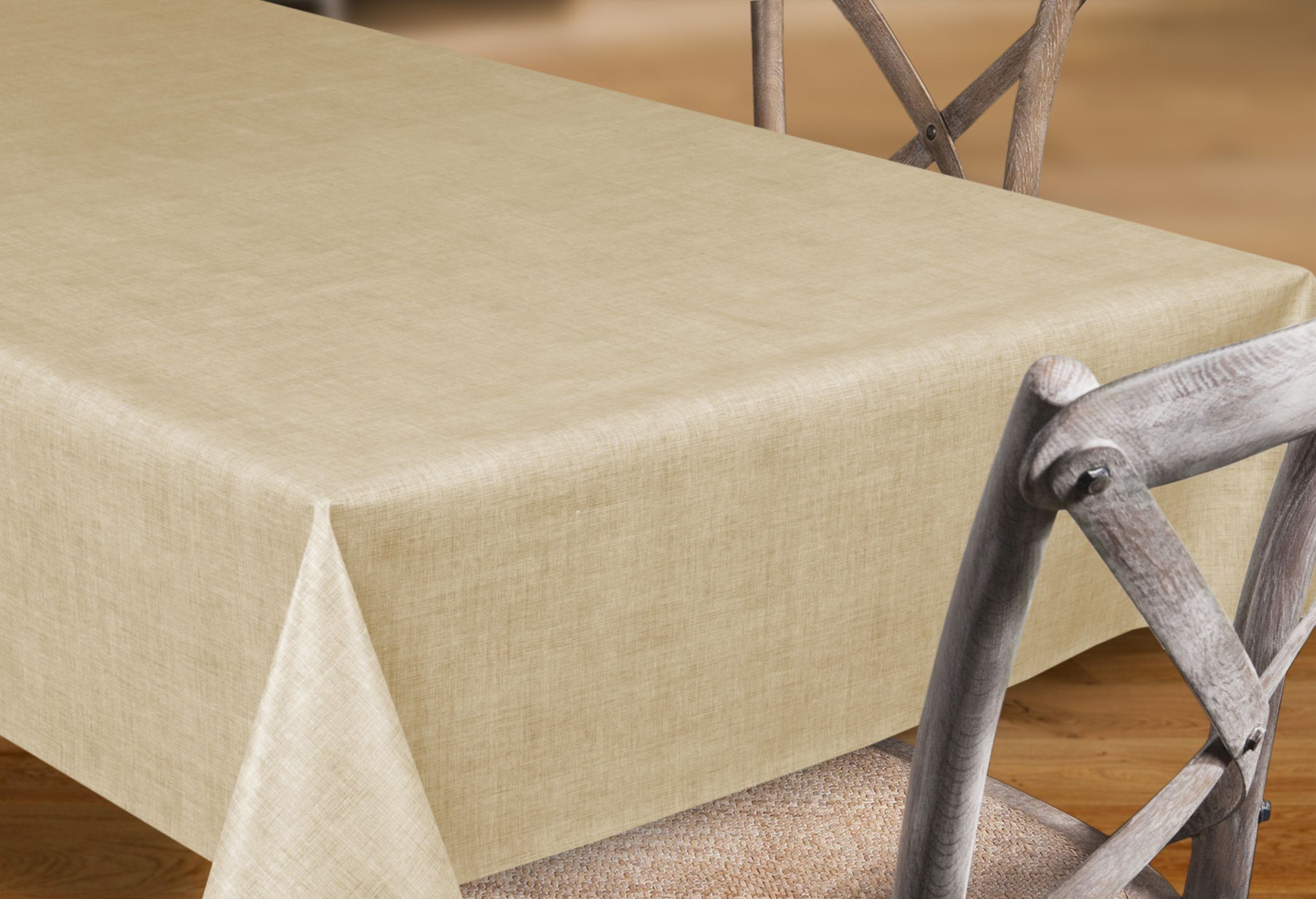 Beautex Tischdecke Wachstuchtischdecke Leinen beige, abwaschbar, Garten & Balkon (1-tlg), Wasserundurchlässiger Tischschutz mit versiegelter Oberfläche – Bild 3 von 3