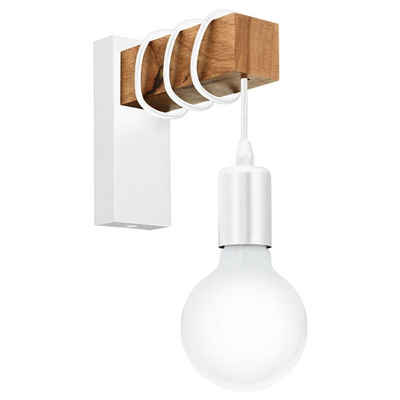 EGLO Wandleuchte »Wandleuchte Townshend aus Holz und Stahl in Weiß«, Wandleuchte, Wandlampe, Wandlicht