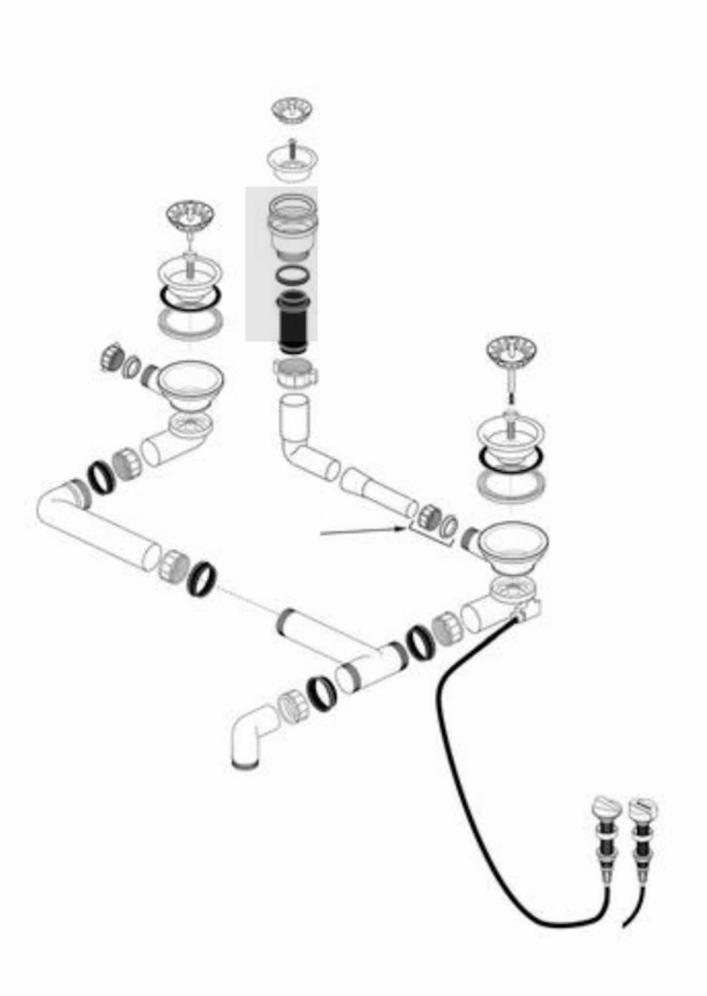 Blanco Einbauspüle BLANCO Ablaufgarnitur 2 x 3,5'' Sieb und 1 x 1,5" Sieb ohne Überlauf