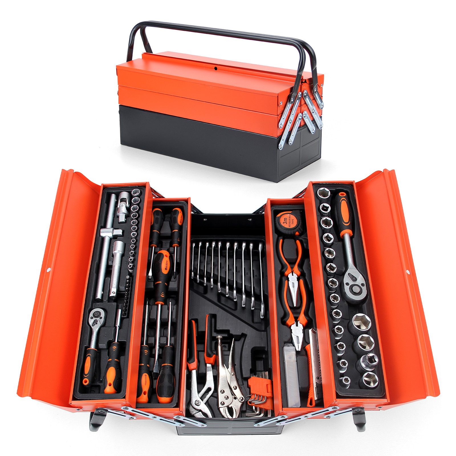 Walter Stahl Germany control Werkzeugset 85-tlg. Werkzeugkoffer, Steckschlüsselsatz, (Set, 85-tlg., 85-tlg Werkzeugkoffer), 1/2"&1/4" STECKSCHLÜSSEL