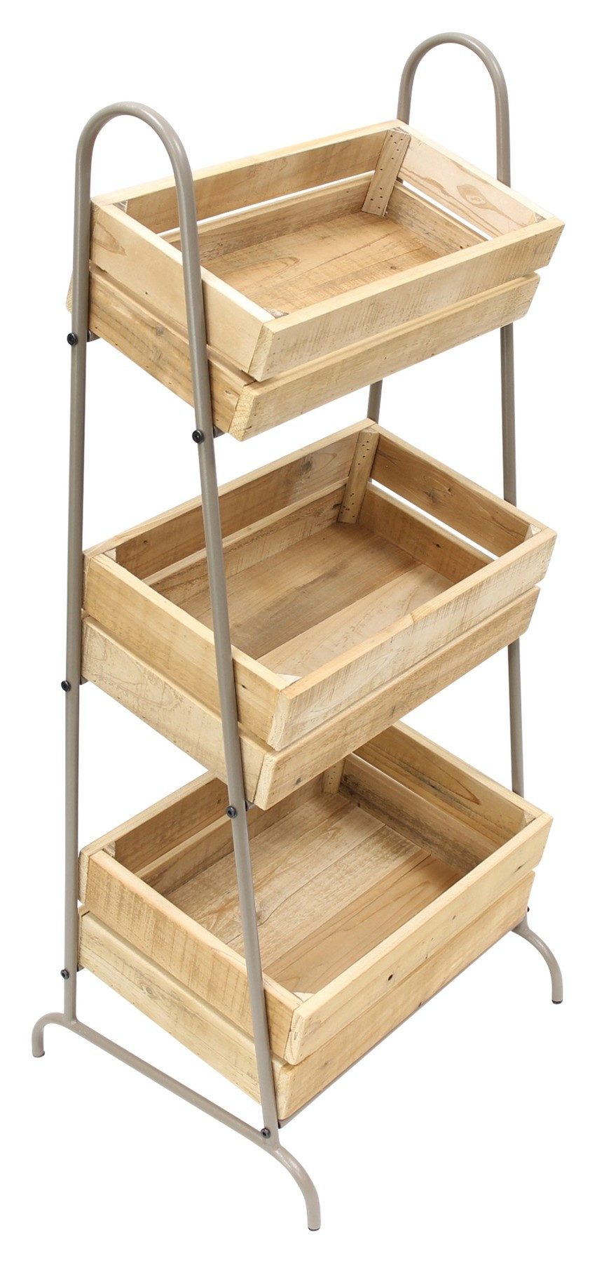 Dekoleidenschaft Standregal Kistenregal "Rustikal" mit 3 Kisten aus recyceltem Holz, Küchenregal, Obstregal, Gemüseregal, Lagerregal, Aufbewahrung Kartoffeln & Zwiebeln