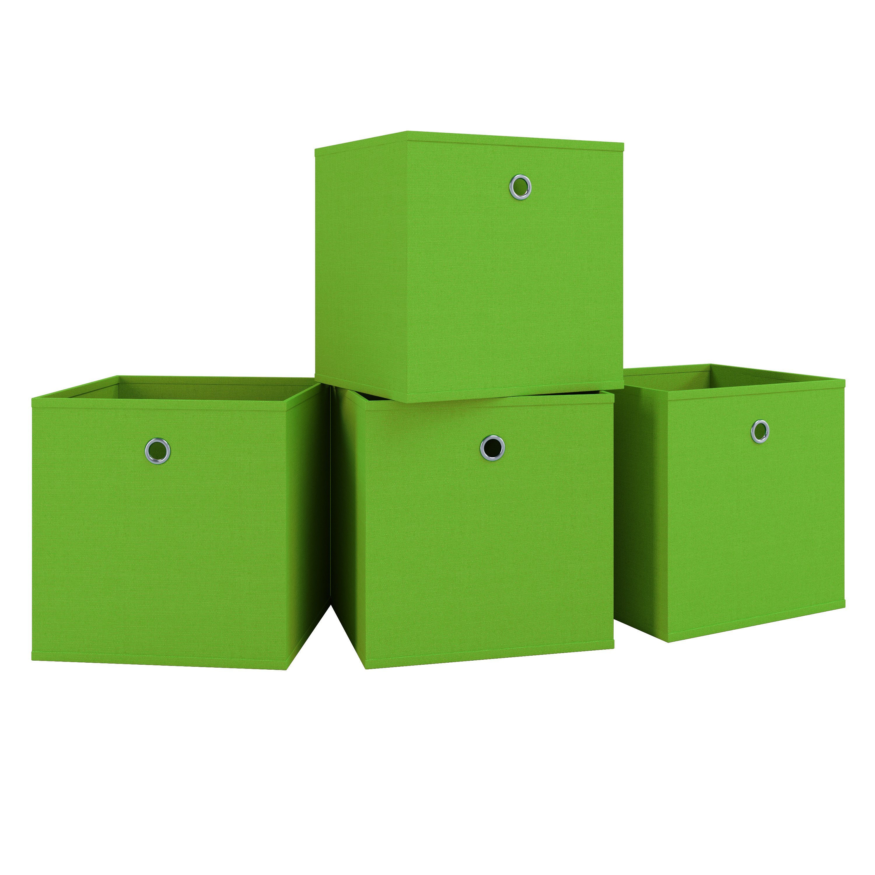 VCM Faltbox Boxas 4er Set B. 27 x T. 27 x H. 28 cm (Spar-Set, 4), Platzsparende Lösung gegen Chaos, Diele oder Kleiderschrank, 4 Fächer
