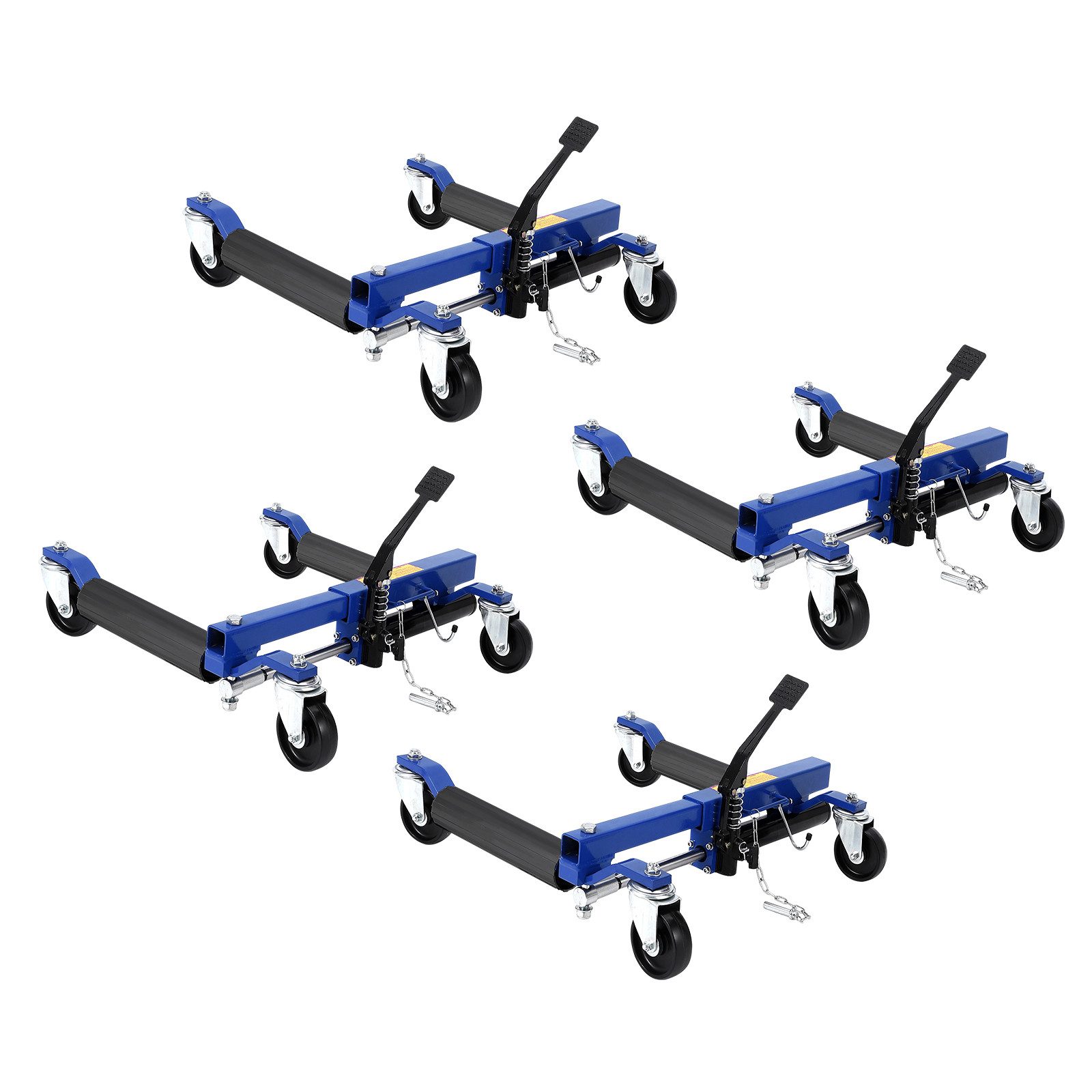 GarveeMore Wagenheber 4‑er Set hydraulische Rad‑Dollies, 2722 kg Gesamtlast, 2-tlg., Fußpedal‑Hydraulik, 360°‑Lenkrollen für Werkstatt & Garage