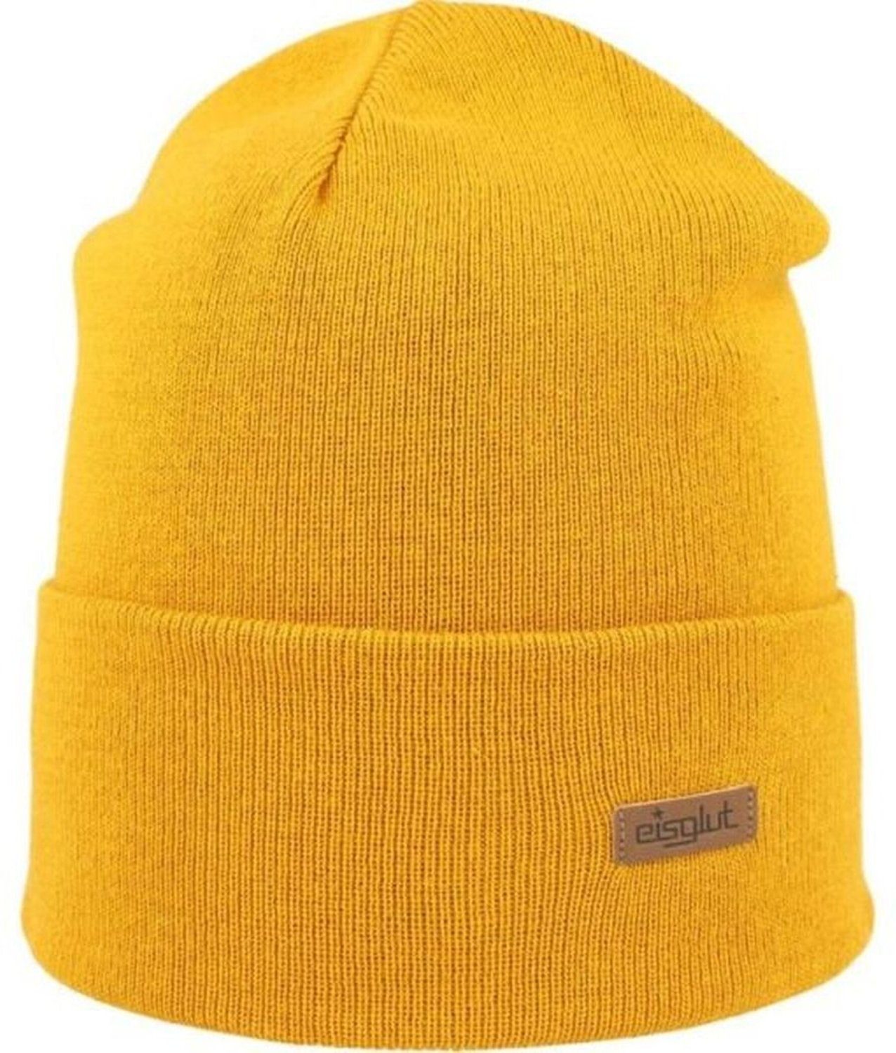 Eisglut Strickmütze Tonio Cotton Strickmütze hoher Umschlag ocker-gelb