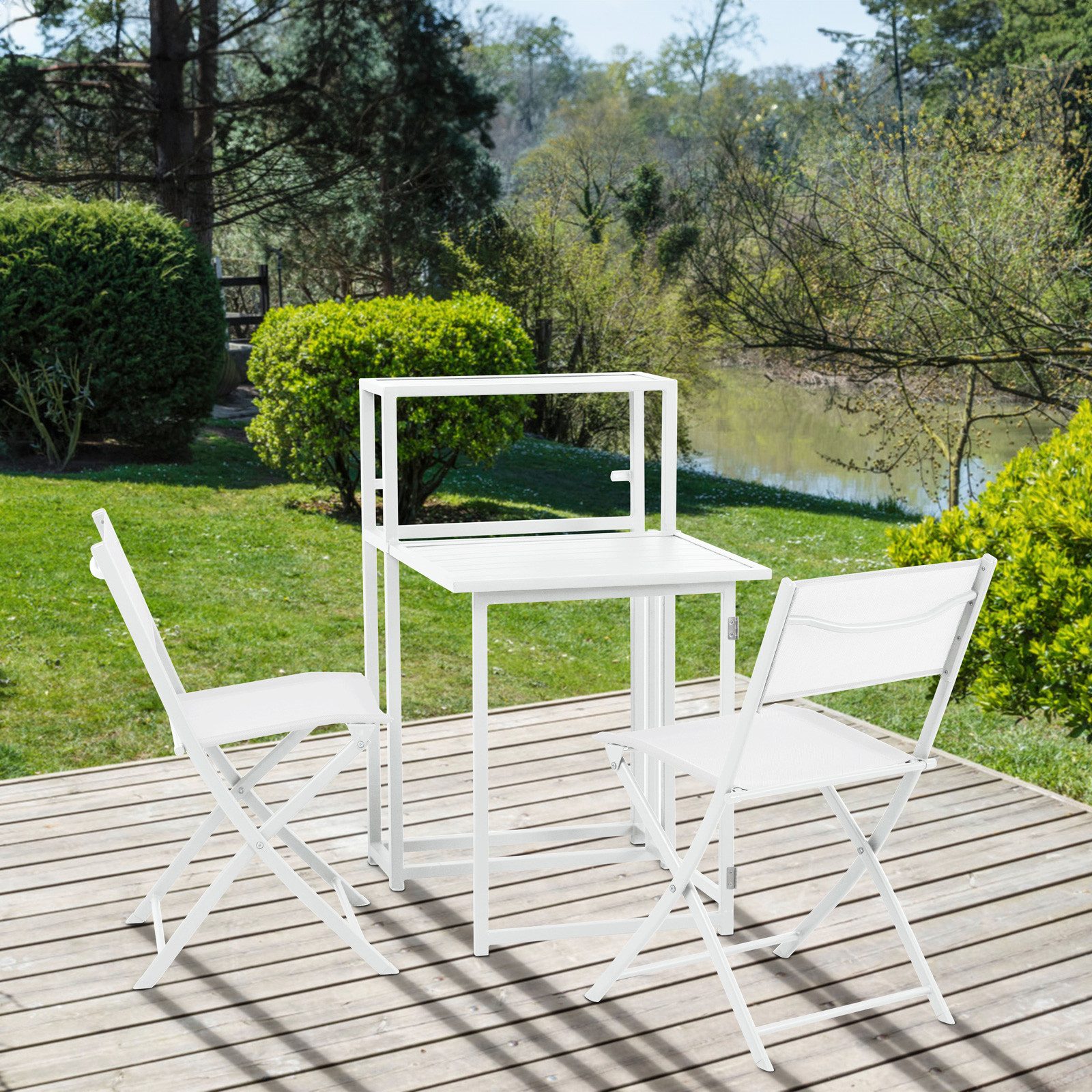 SVITA Balkonset, (Platzsparendes Set, Ausklappbarer Tisch mit 2 Stühlen und günstig online kaufen