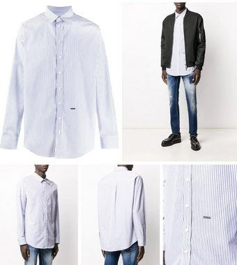 Dsquared2 Langarmhemd DSQUARED2 LOOSE FIT RELAXED SUIT CASUAL STRIPED SHIRT S74DM0404 Anzug