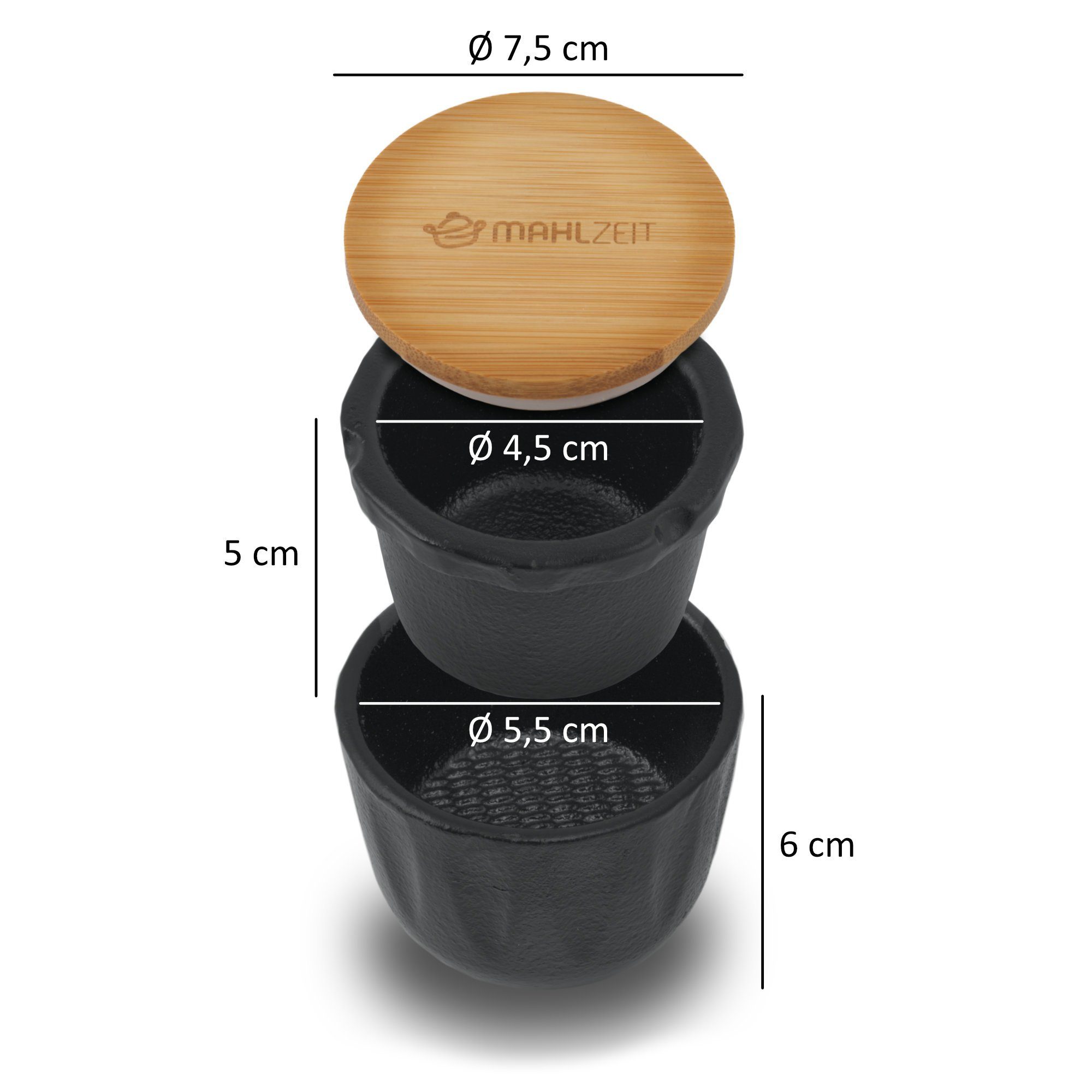 Mahlzeit Pfeffermühle Gusseisen Pfeffermühle Peppermill, Ø 7,5 x (H) 8 cm, mit Bambusdeckel manuell