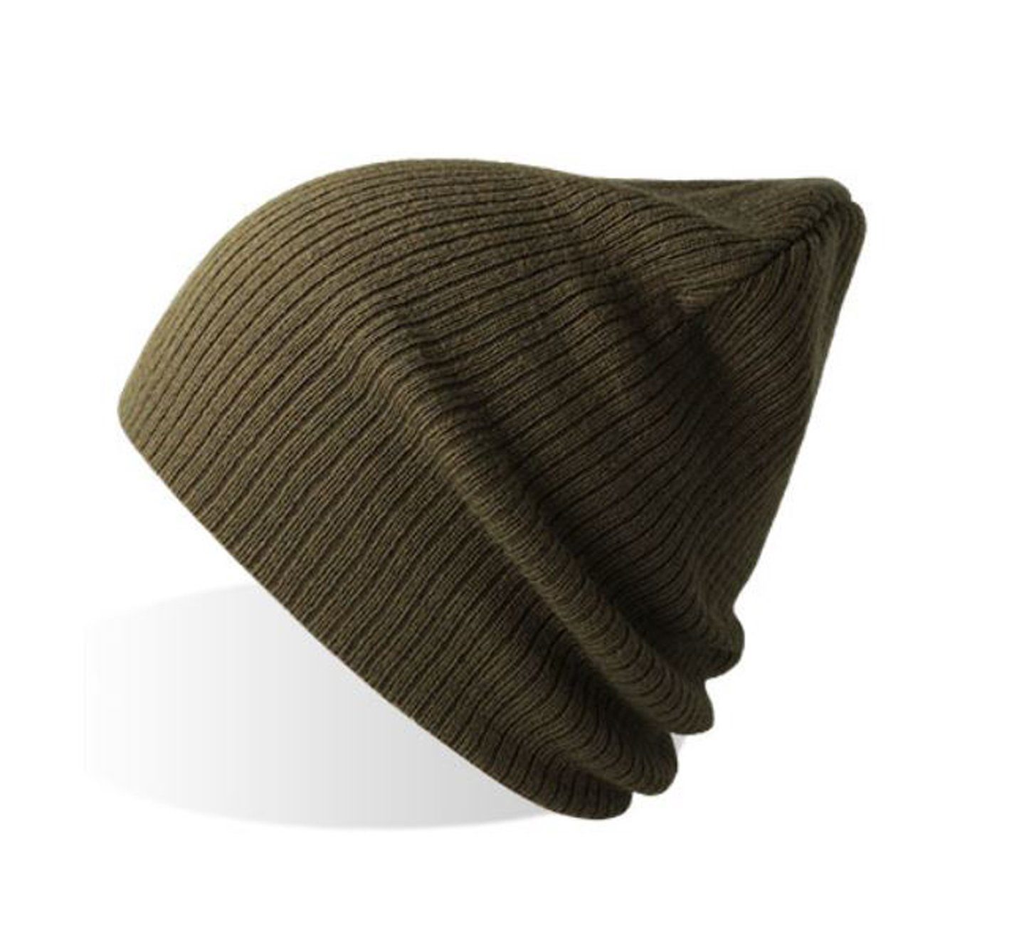 Beechfield® Beanie Beanie Doppellagige Damen Wintermütze Mütze Polyestergarn Olive recyceltem Winter / / aus