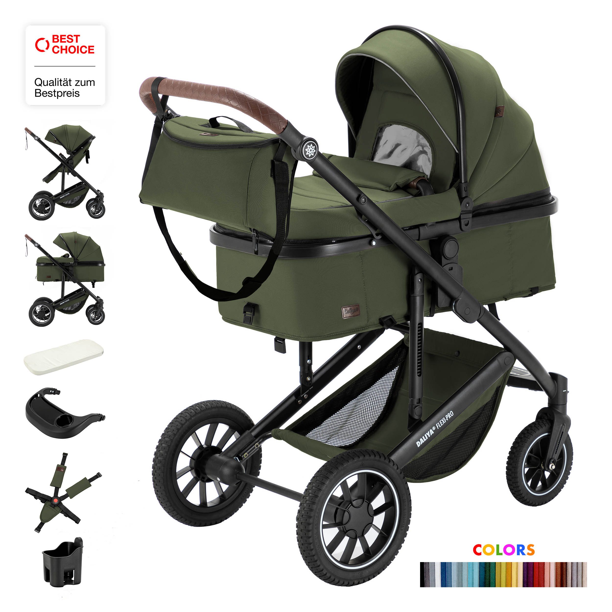 Kombi-Kinderwagen FLEXI-PRO M 2in1 Kinderwagen & Buggy, Reisekinderwagen, XXL Set
