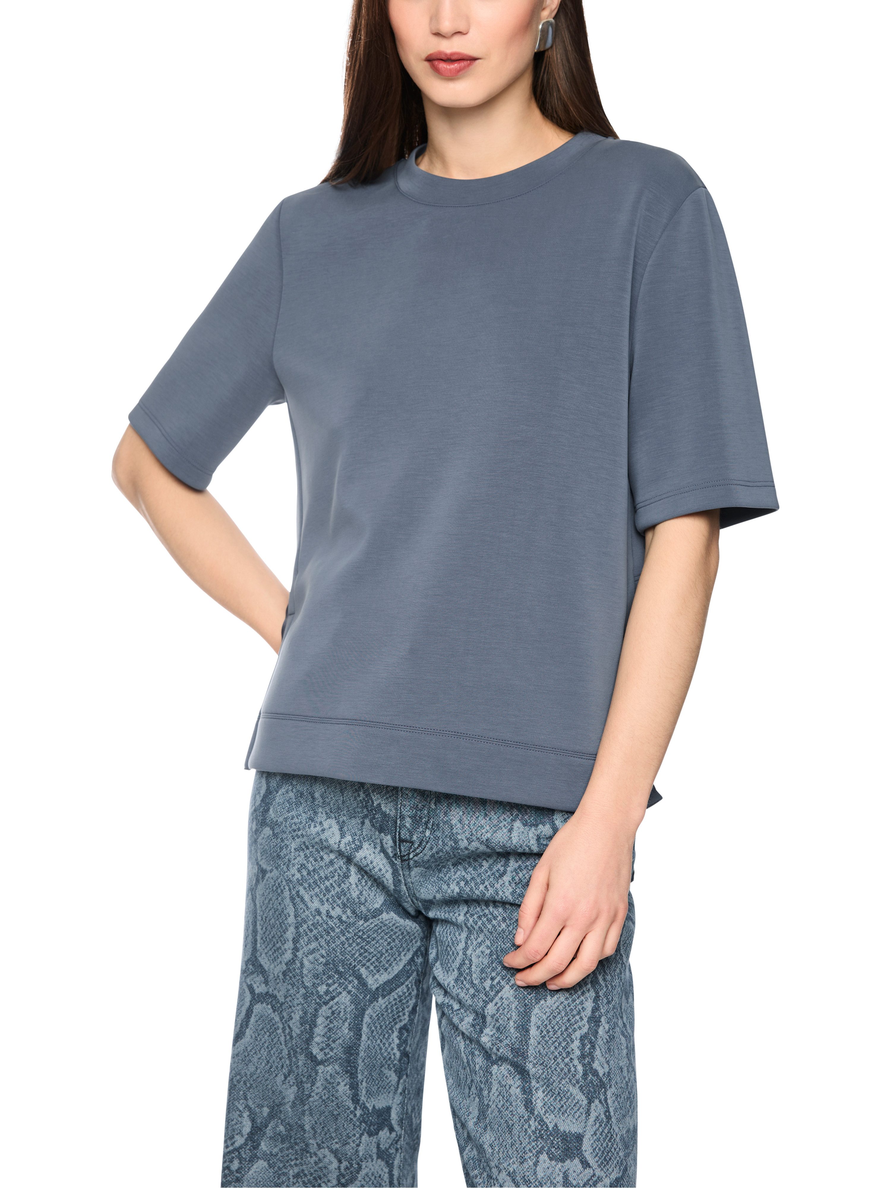 Marc Cain T-Shirt Urban Haze Premium Damenmode mit Plissee-Details
