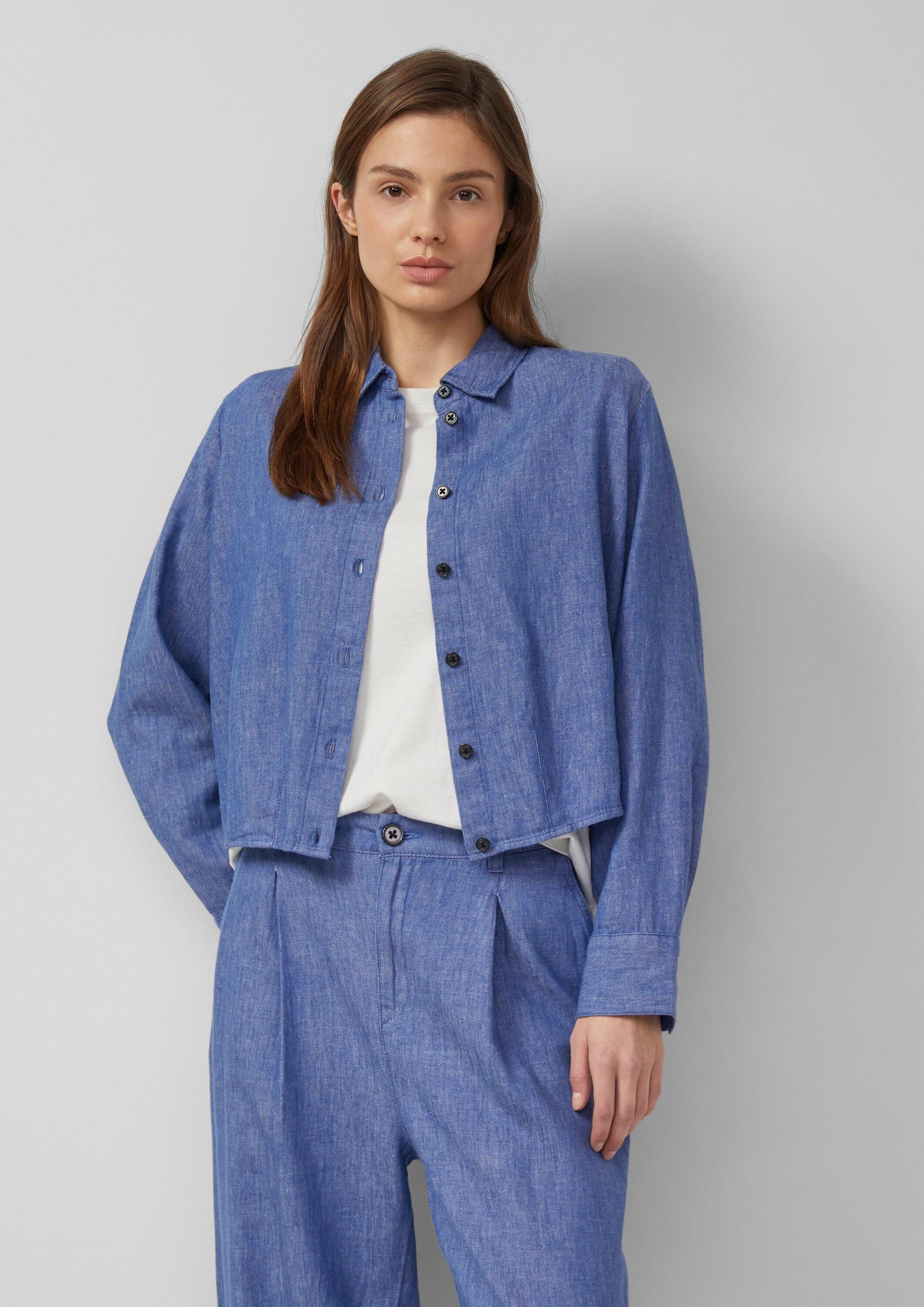 s.Oliver Funktionsjacke Indoor-Jacke Blusenshirt aus Leinenmix mit Schleife günstig online kaufen