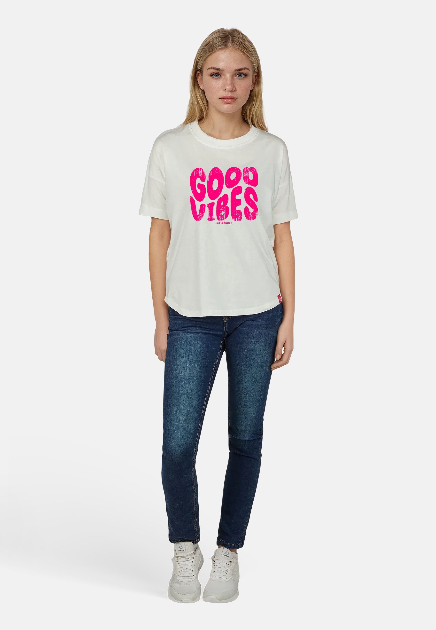 salzhaut T-Shirt LEEV - GOOD VIBES Damen Relaxed-Fit Endlich wieder Sommer! günstig online kaufen