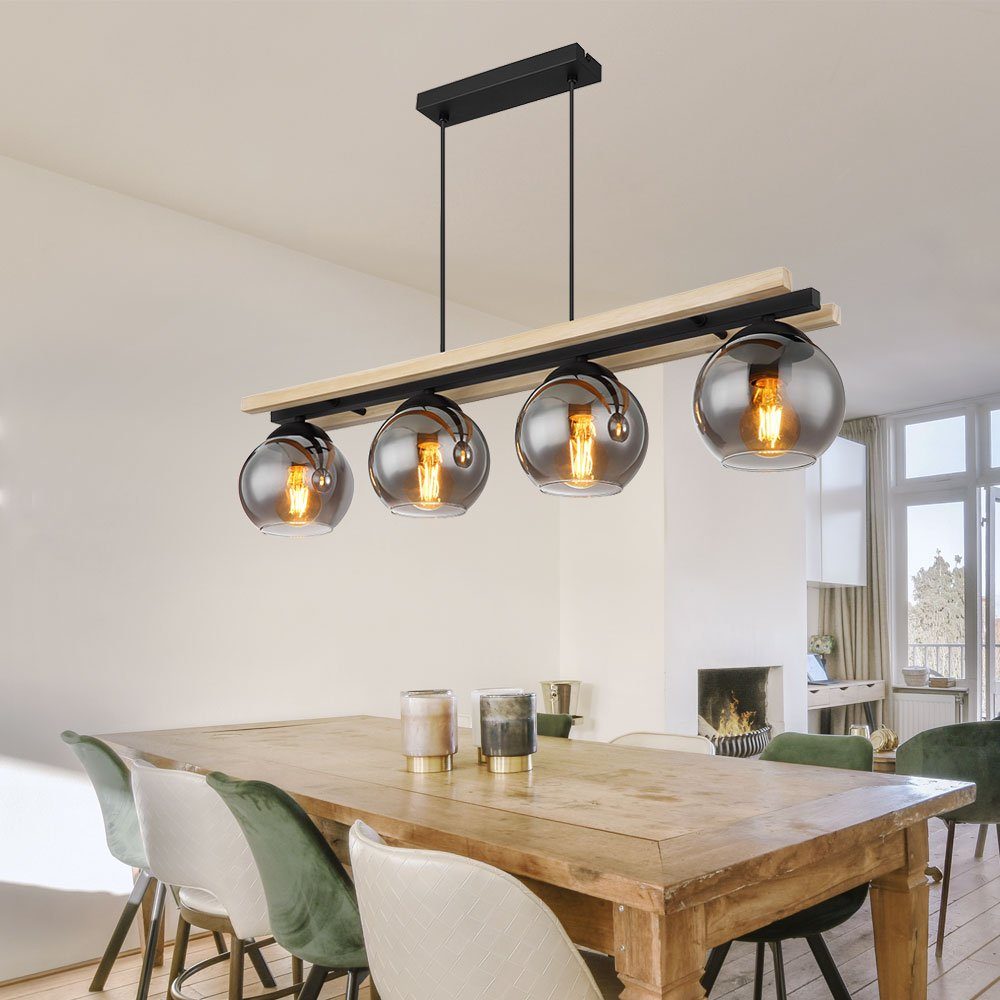 Produktbild von Hängelampe Pendelleuchte Aus Holz – 4-flammig, Schwarz, Esszimmerleuchte