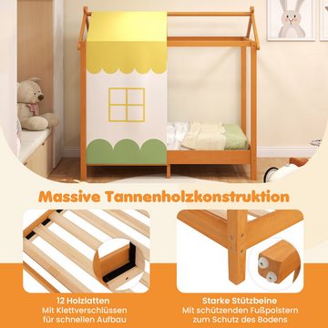 KOMFOTTEU Kinderbett, mit Betthimmel & Lattenrost, 80 x 150cm