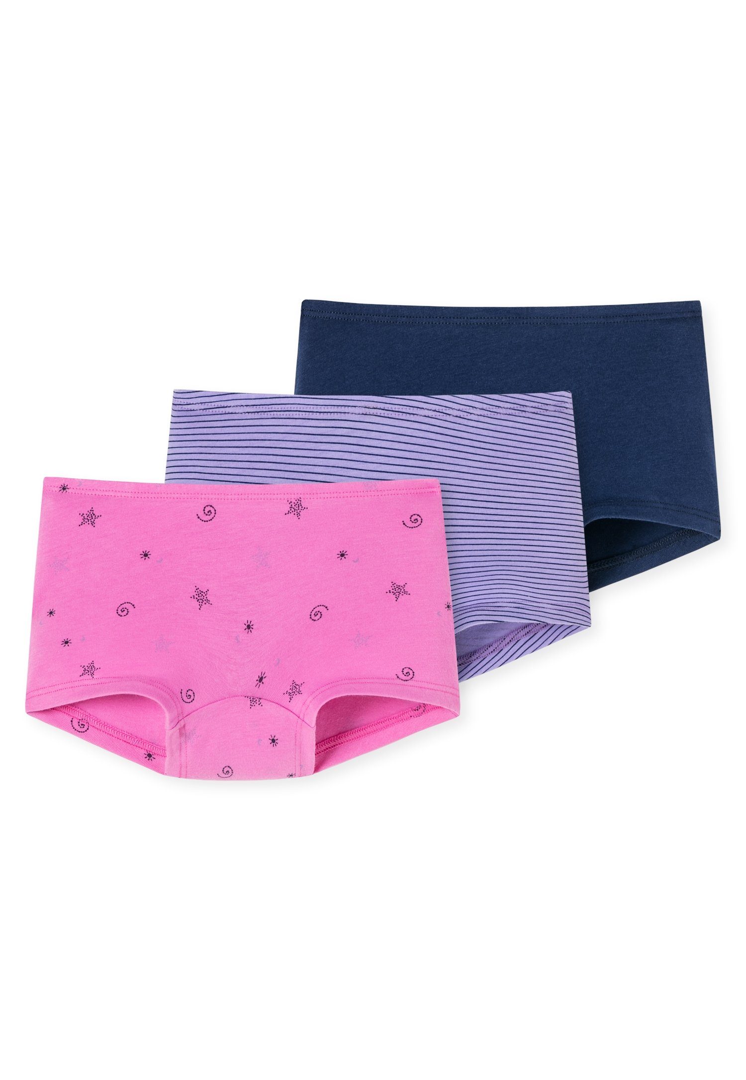 Schiesser Boxershorts (3er-Pack) mit pink/violett Bund softem