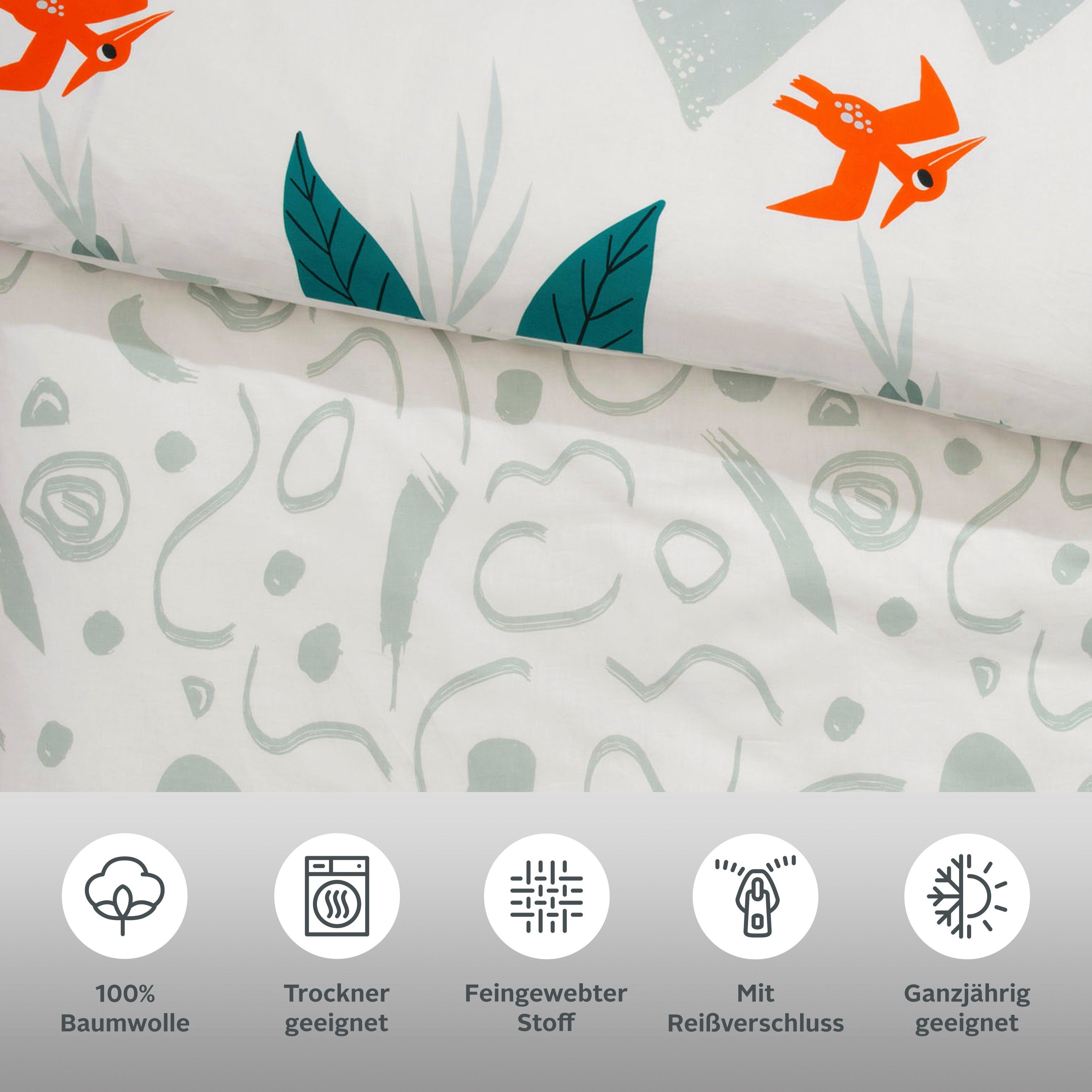 OTTO home Kinderbettwäsche CUDDLEE, Renforcé, 2 teilig, in vielen Designs: Dino,Einhorn,Weltraum,Baustelle,Herz,Trecker,Safari