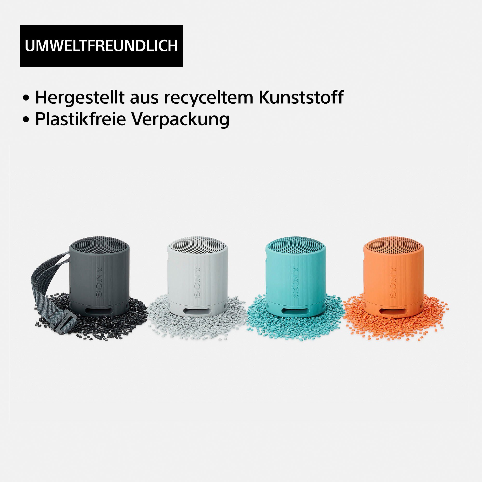 Sony SRS-XB100 Stereo Bluetooth-Lautsprecher (Bluetooth, wasser- staubdicht, und orange 16-Std.-Akku, Kabellos, umweltfreundlich)