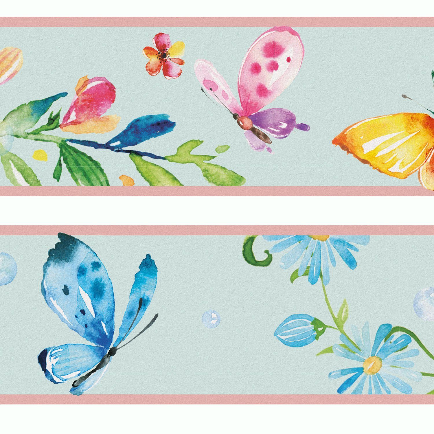 Sunnywall Bordüre Schmetterlinge (Bordüre - 400 cm), floral, geblümt, (1 St), selbstklebend