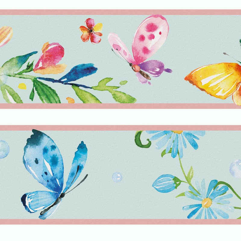 Sunnywall Bordüre Schmetterlinge (Bordüre - 400 cm), floral, geblümt, (1 St)