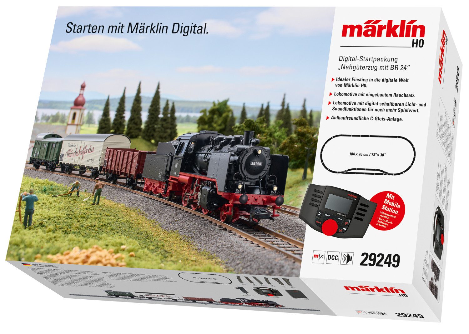 Märklin Modelleisenbahn-Set Digital-Startpackung "Nahgüterzug mit BR 24" - 29249, Spur H0, Made in Germany