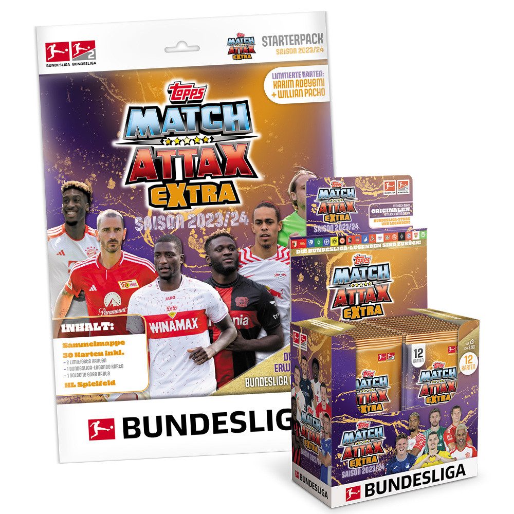Sammelkarte Match Attax EXTRA Bundesliga 23/24 1 Starter + 1 Display (24 Booster)