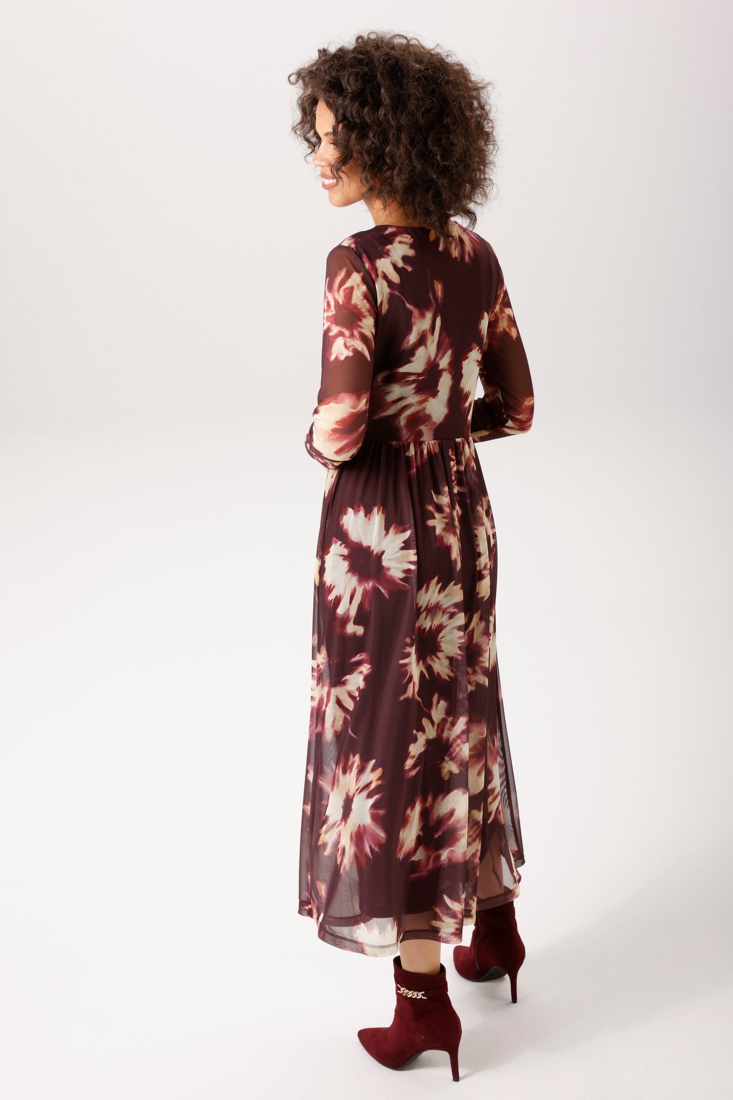Aniston CASUAL Midikleid mit grafischen Batik-Blüten bedruckt - NEUE KOLLEKTION