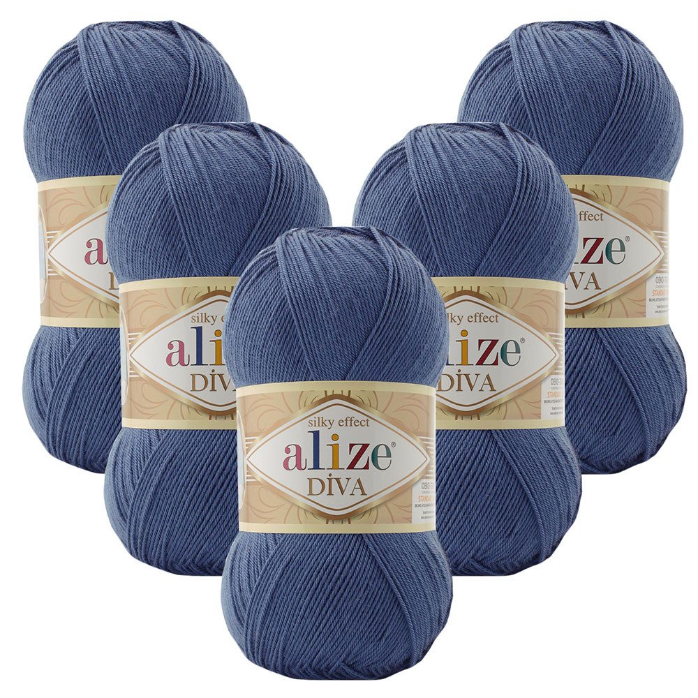 Alize 5 x ALIZE Diva Häkelwolle, 350 m, Spitze,Acrylgarn,Seideneffekt,Häkelkunst