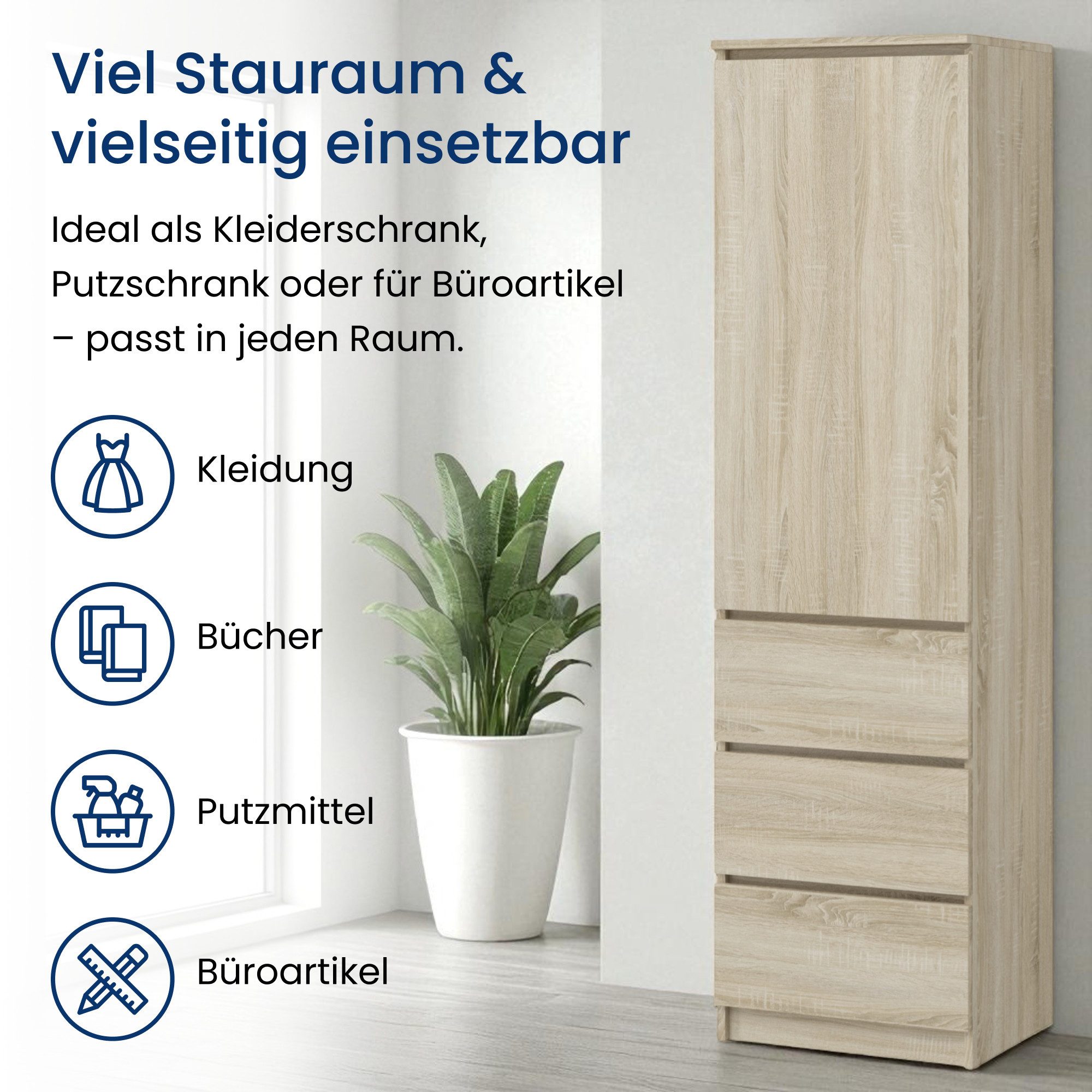 Home Collective Kleiderschrank Garderobenschrank Mehrzweckschrank Schrank platzsparend & vielseitig (50x40x180,5 cm (BxTxH), ideal für Schlafzimmer Flur & Arbei – Bild 4 von 5