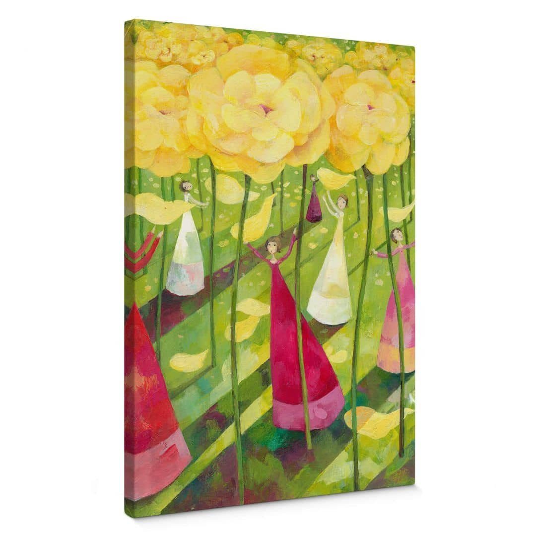 K&L Wall Art Leinwandbild Leinwandbild Kinderzimmer Märchen Blanz Sommer Blumen, Wanddeko Holz Bilderrahmen