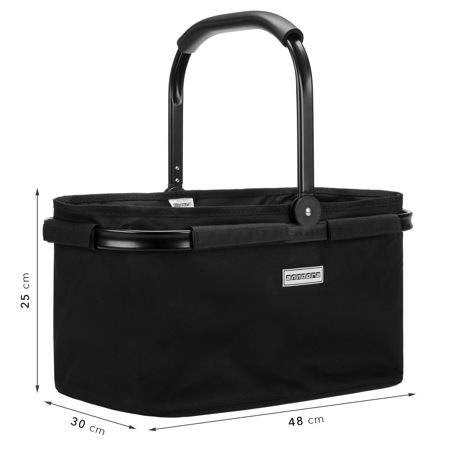 anndora Einkaufskorb mit stabilem Aluminiumrahmen, 22 l, Stoff durch Klettverschluss leicht abnehmbar zum Reinigen