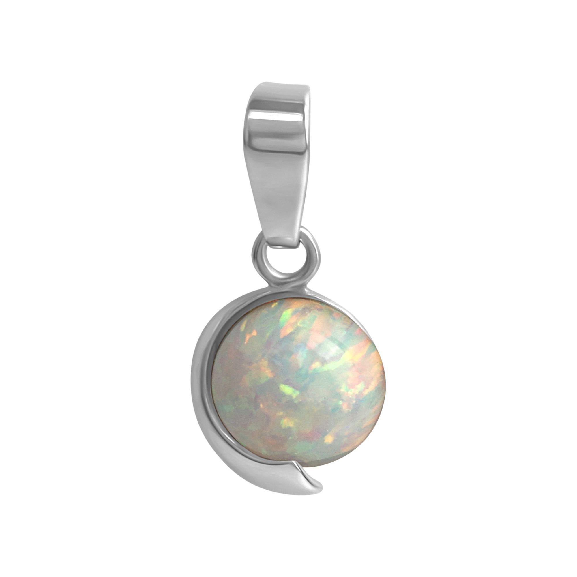 Kettenanhänger 925/- Sterling Silber rhodiniert imit. Opal weiß