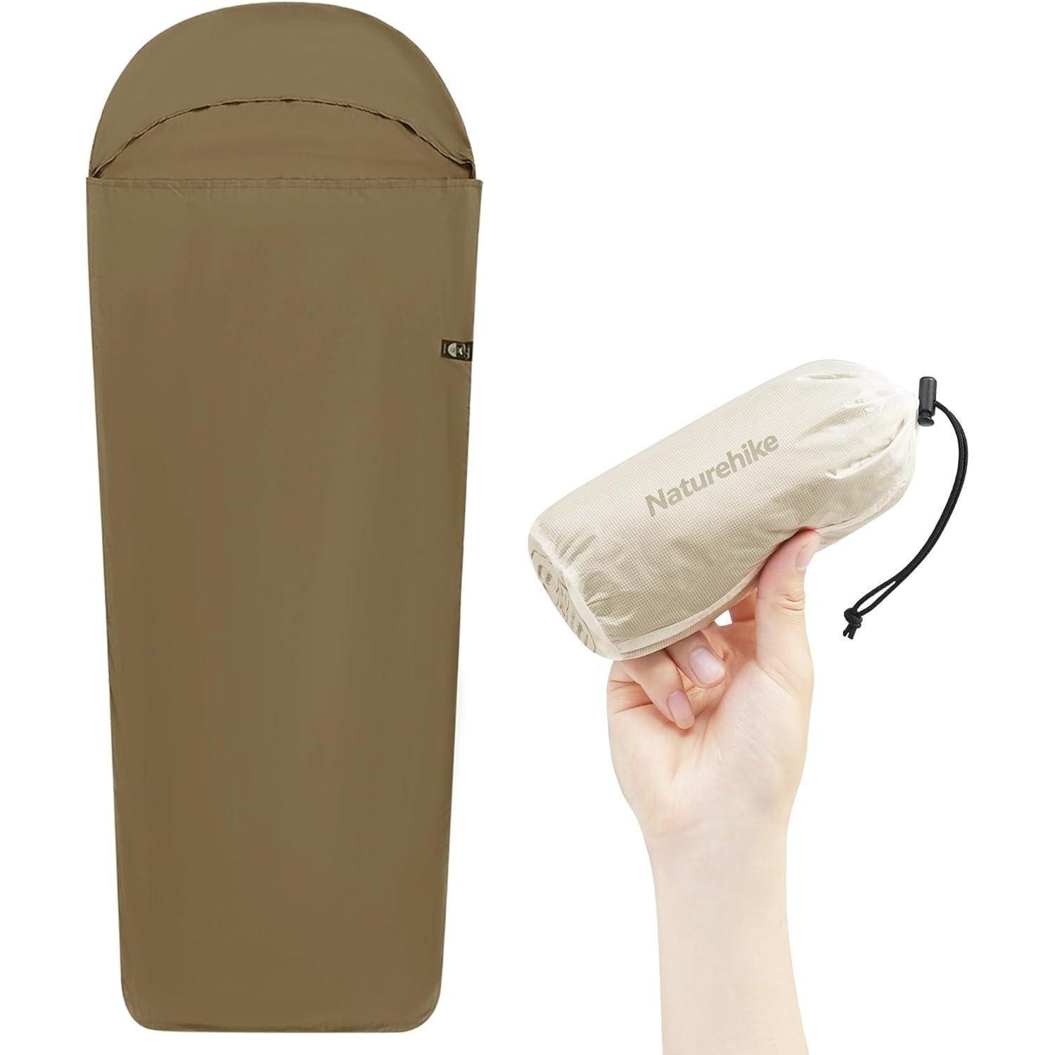 LuxusKollektion Schlafsackinlett Hüttenschlafsack Ultralight Liner 128g Reisedecke Hostels Braun