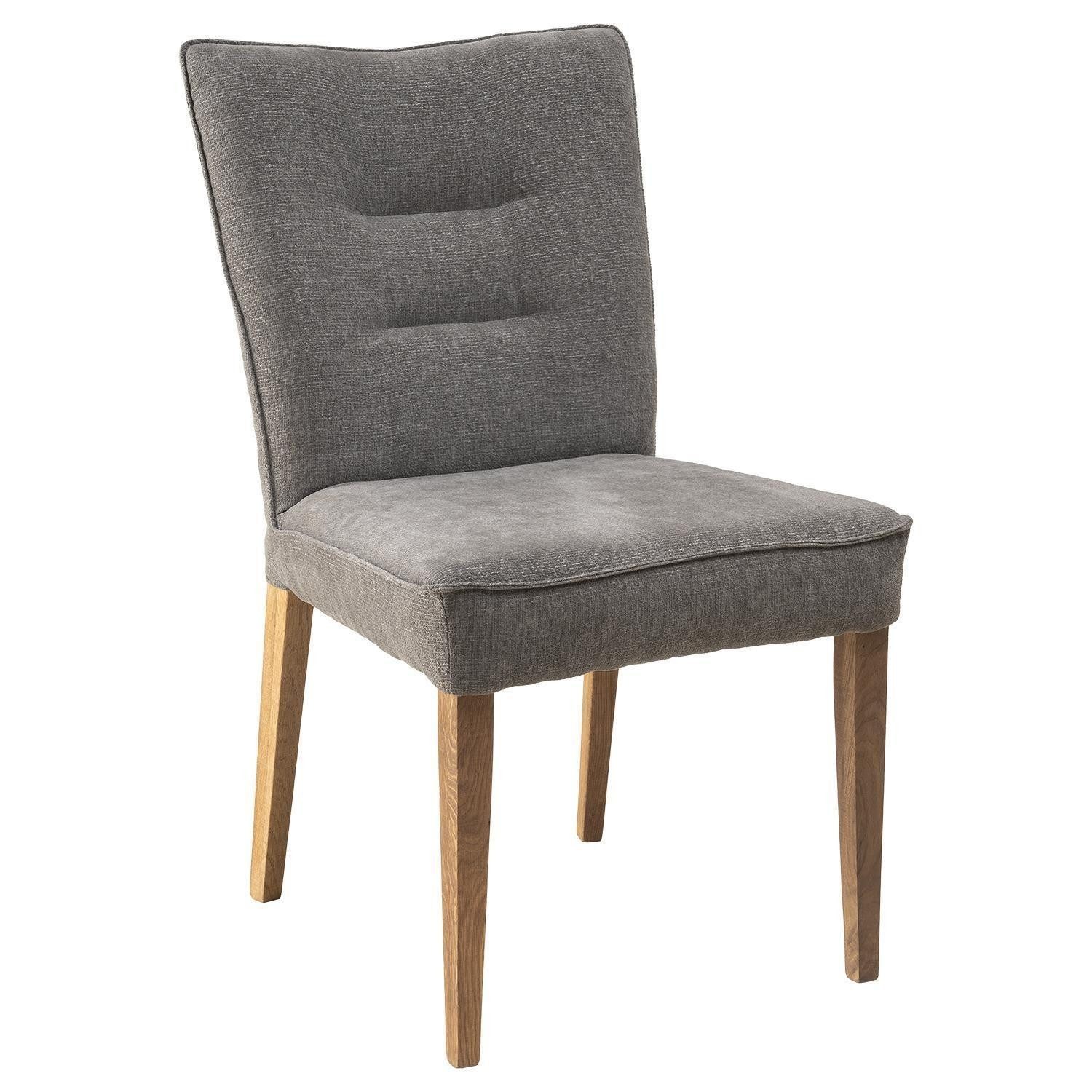 G+K Möbelvertriebs GmbH Polsterstuhl ST-0729, Braun, Taupe, Stoffbezug, (1 St), Wildeichenholz massiv, B 54 x H 90 x T 63 cm