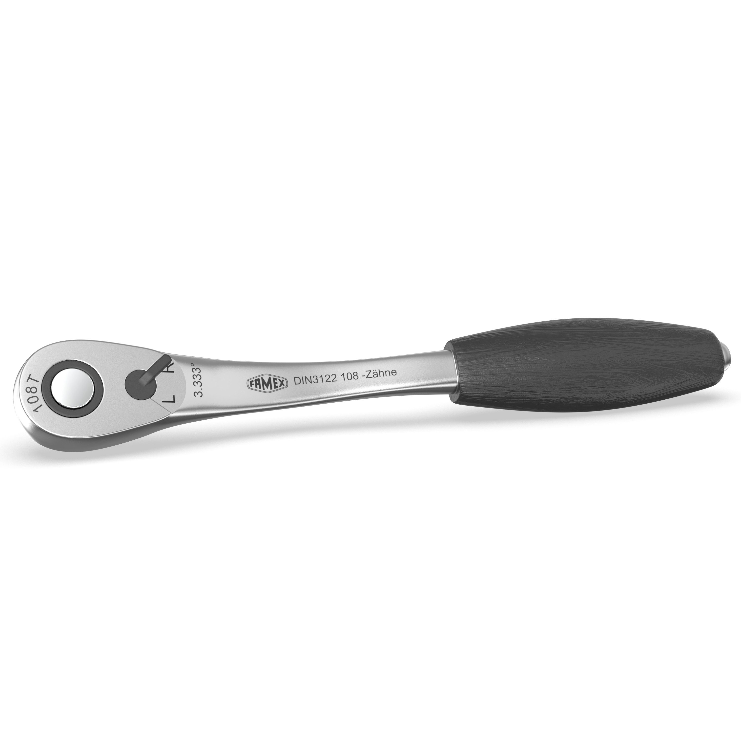 Thumbnail - FAMEX Ratsche 10635 Super Feinzahnknarre Satz (aus CV-Stahl, 1/2" und 1/4", 1 St), Umschalt, 108 Zähne, PROFESSIONAL