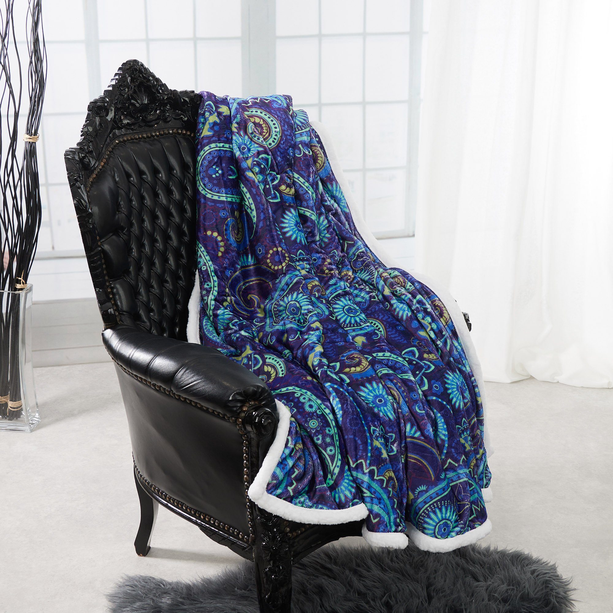 Wohndecke Paisley, HOME DREAM, 150 x 200 cm, edle farbbrillante Kuscheldeck günstig online kaufen