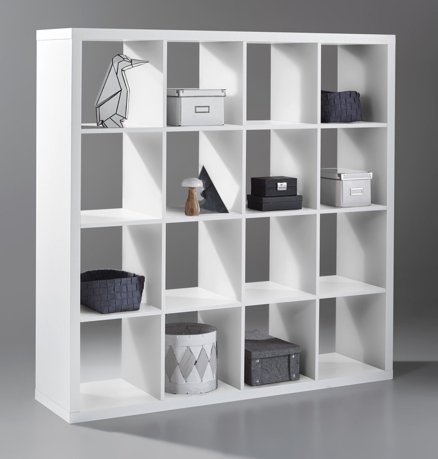 Raumteilerregal STYLE, B 147 x H 147 x 38 cm, Weiß, 4 Etagen, 16 offene Fäc günstig online kaufen
